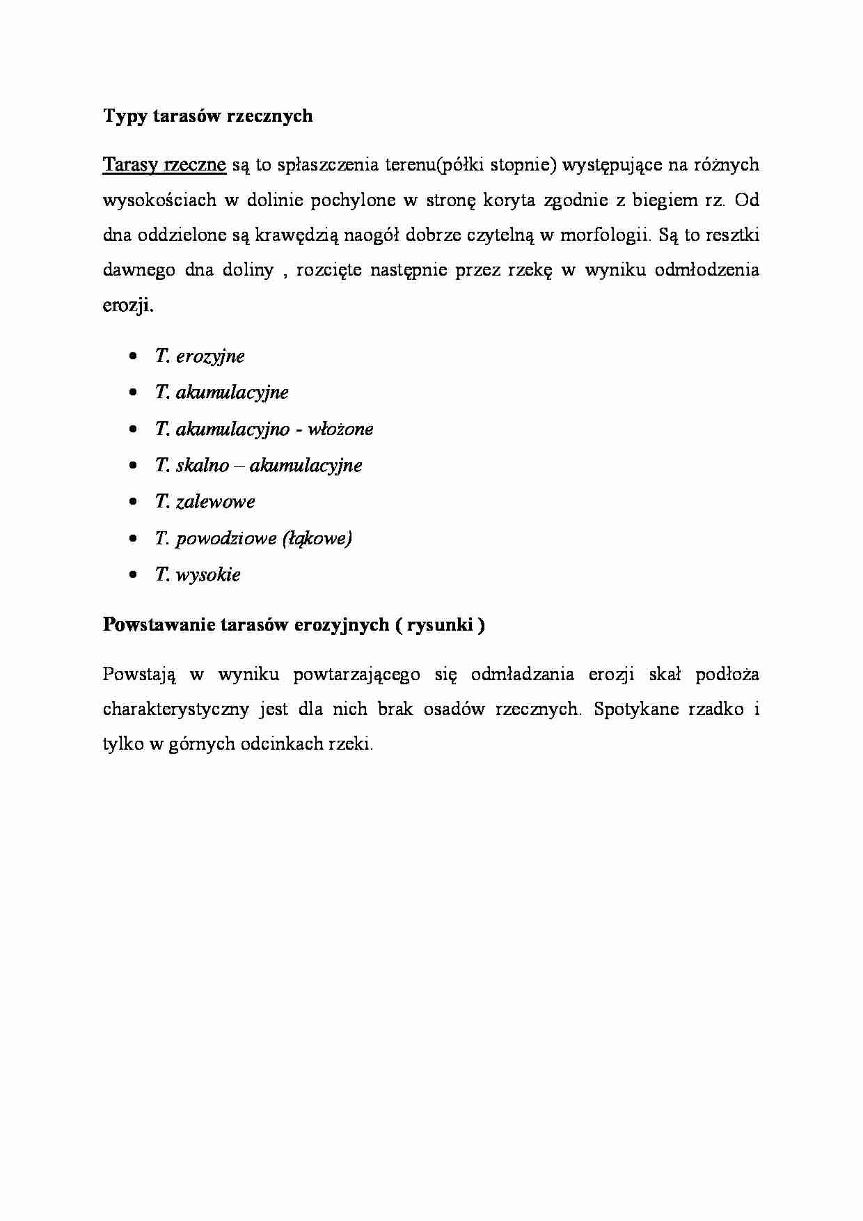 Typy tarasów rzecznych - omówienie  - strona 1