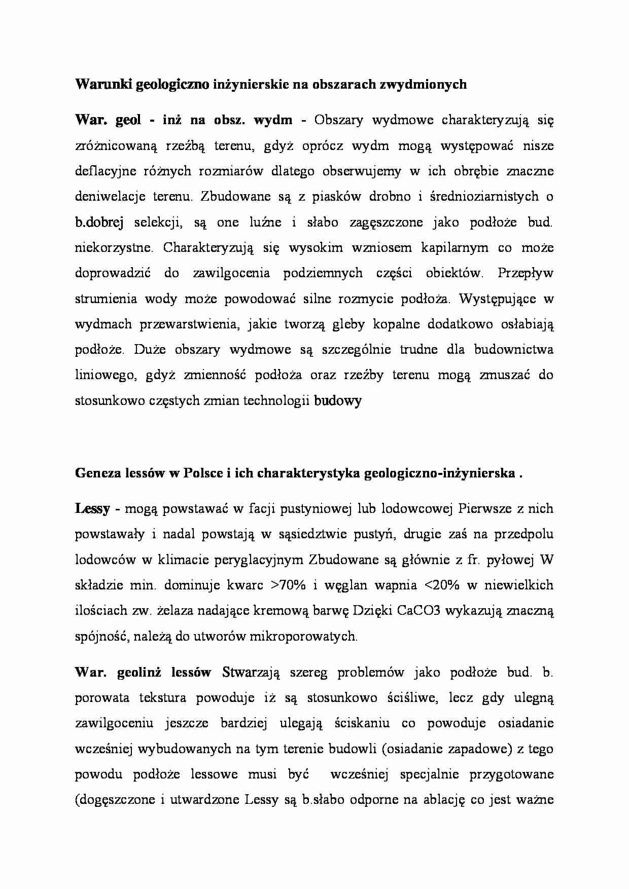 Warunki geologiczno inżynierskie na obszarach zwydmionych - omówienie  - strona 1