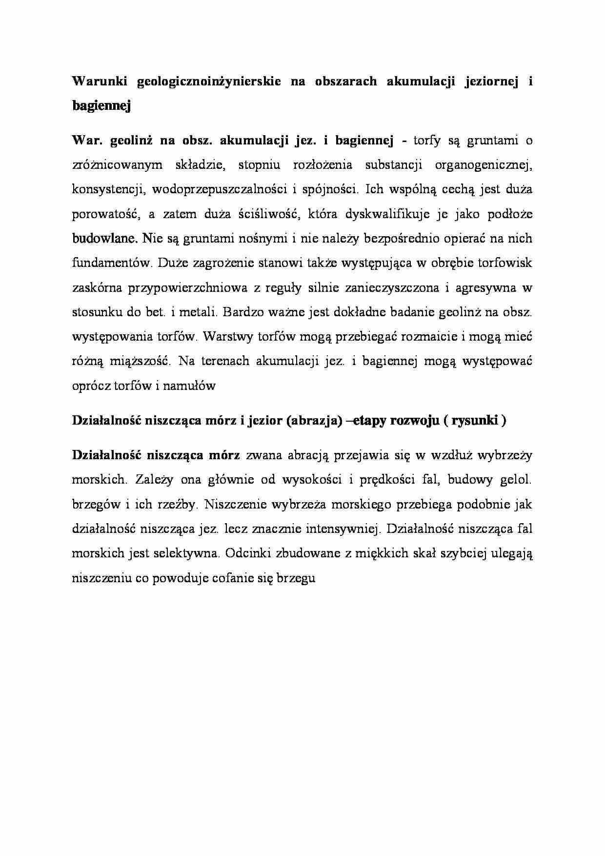 Warunki geologiczno inżynierskie na obszarach akumulacji jeziornej i bagiennej - strona 1