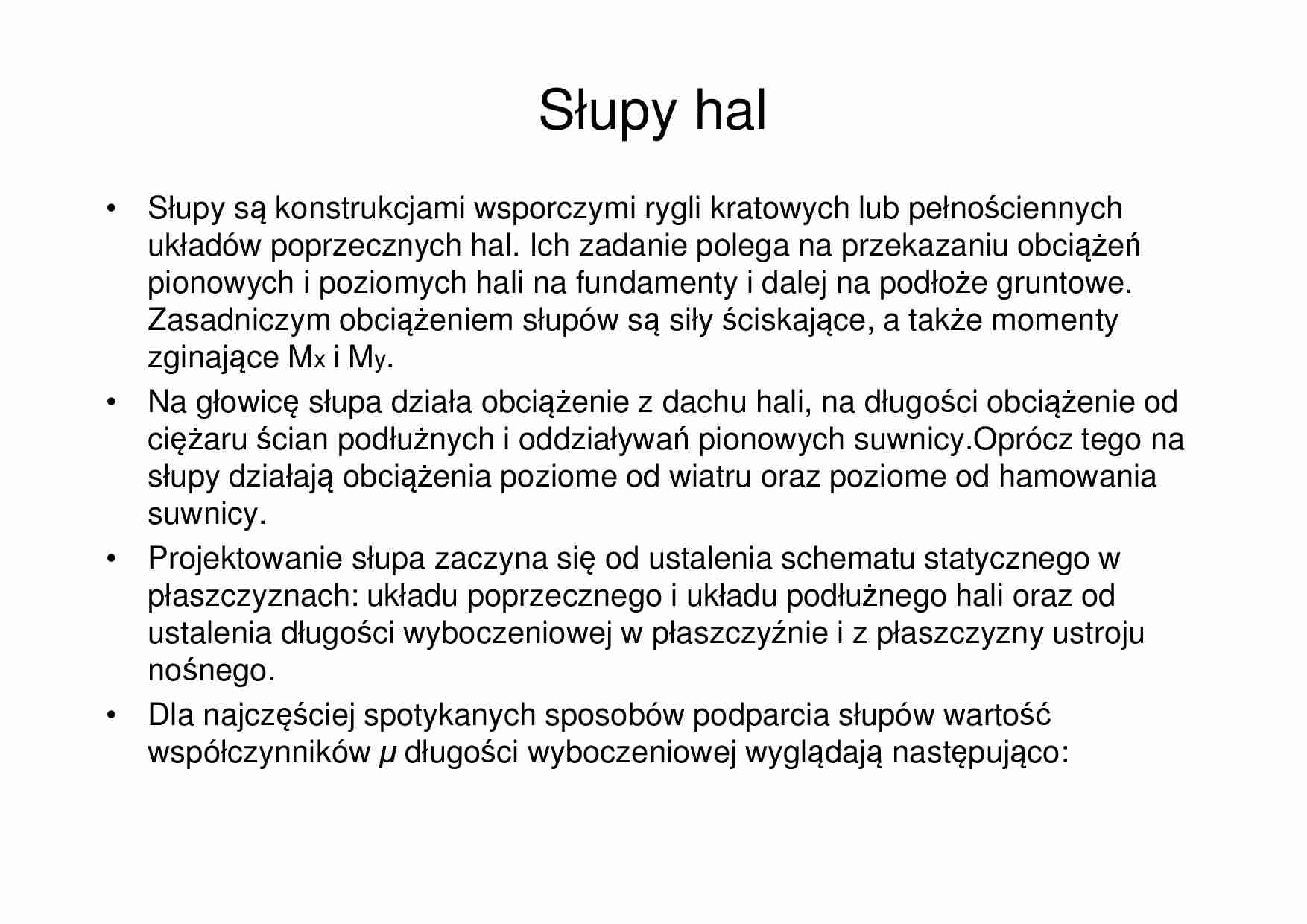  Słupy hal - omówienie  - strona 1