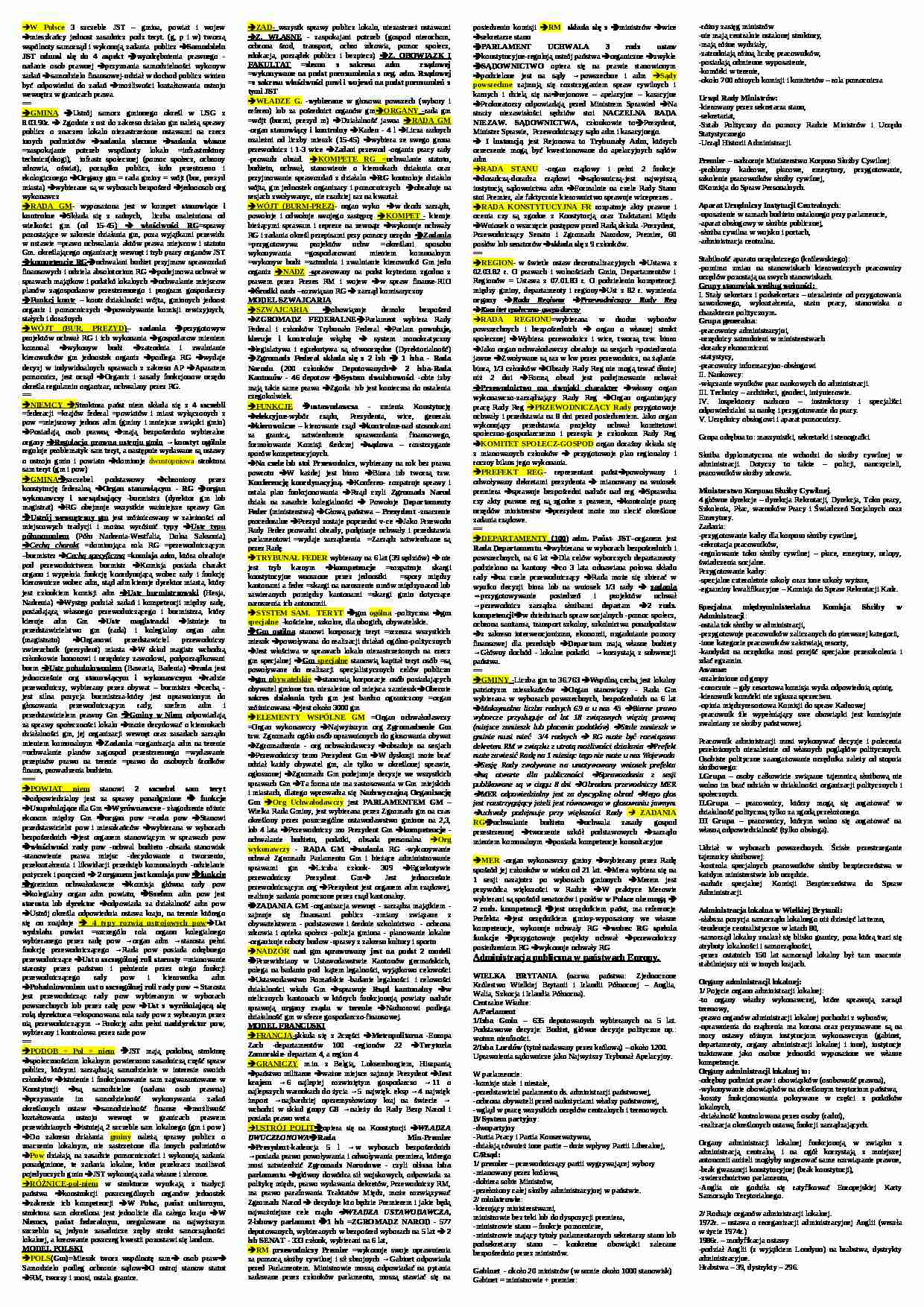 Administracja publiczna w państwach europejskich- ściąga - strona 1