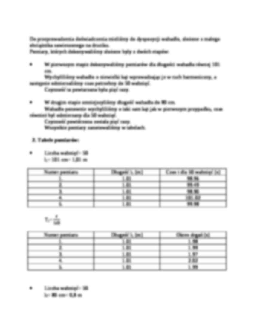 sprawozdanie : Wyznaczanie przyspieszenia ziemskiego przy użyciu wahadła matematycznego. - strona 3