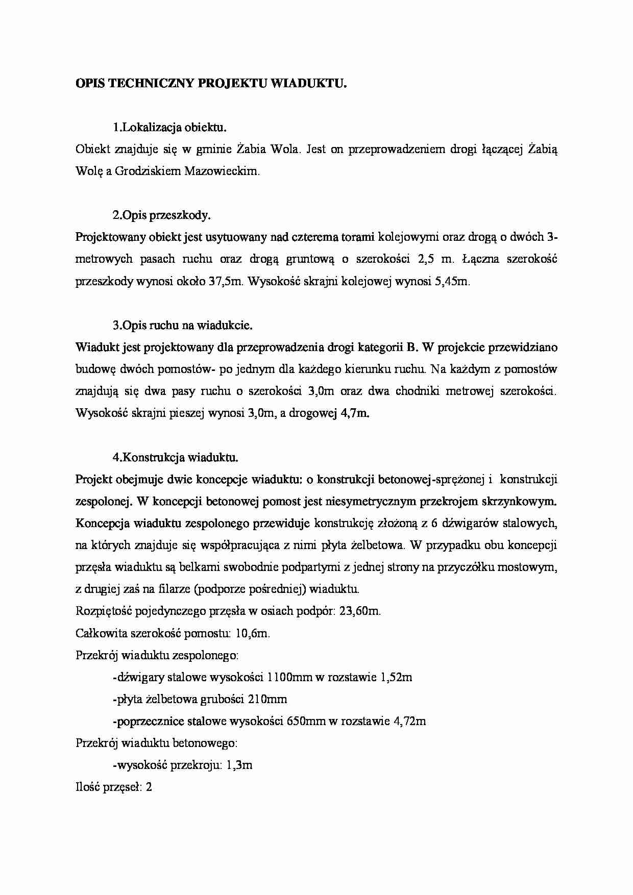 Opis techniczny projektu wiadukt - strona 1