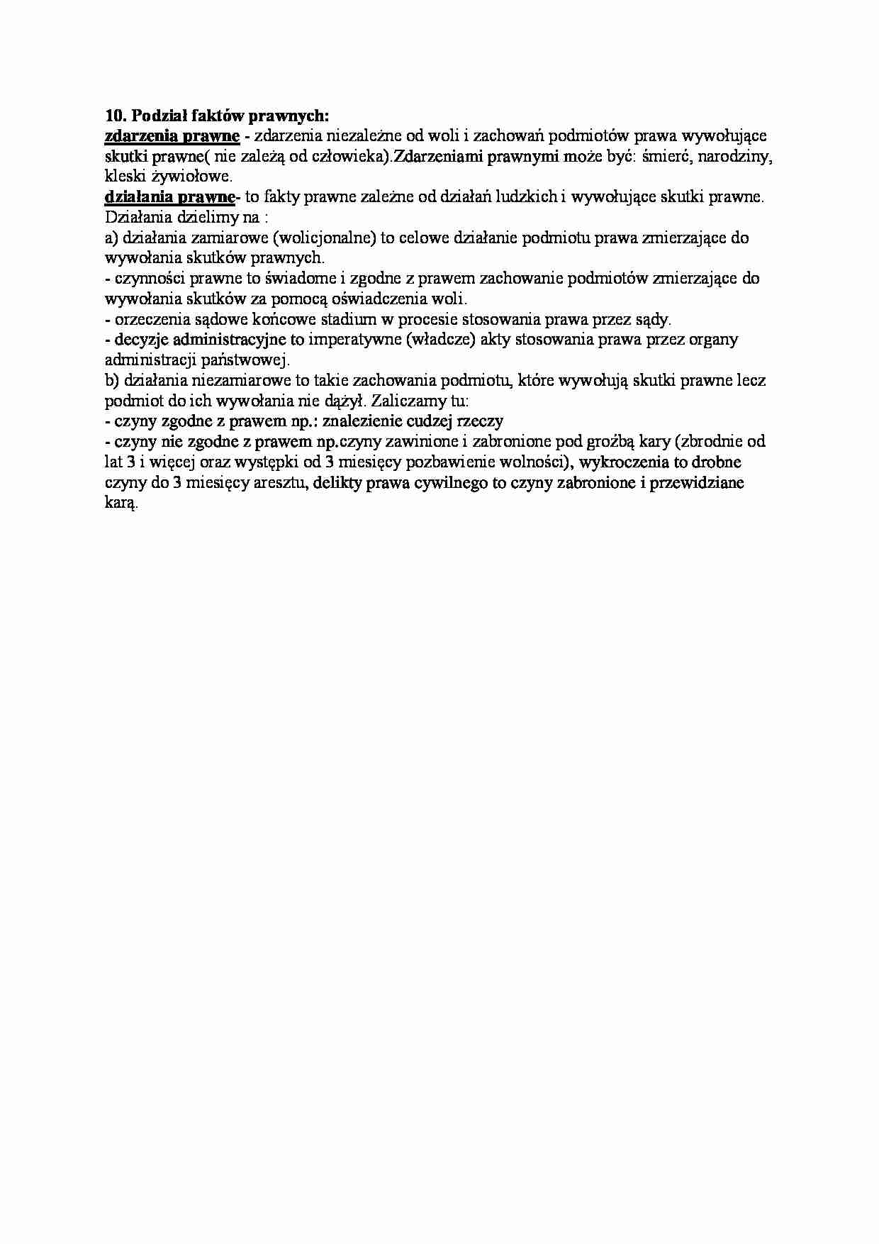 Podział faktów prawnych-opracowanie - strona 1