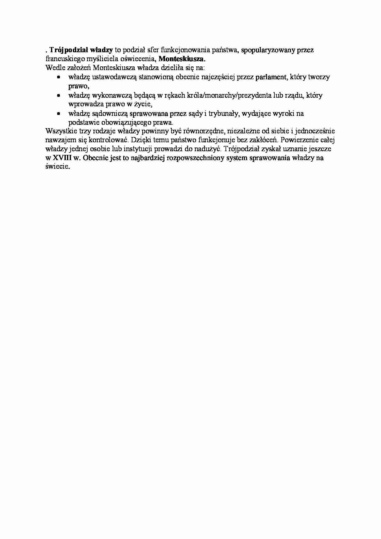 Trójpodział władzy-opracowanie - strona 1