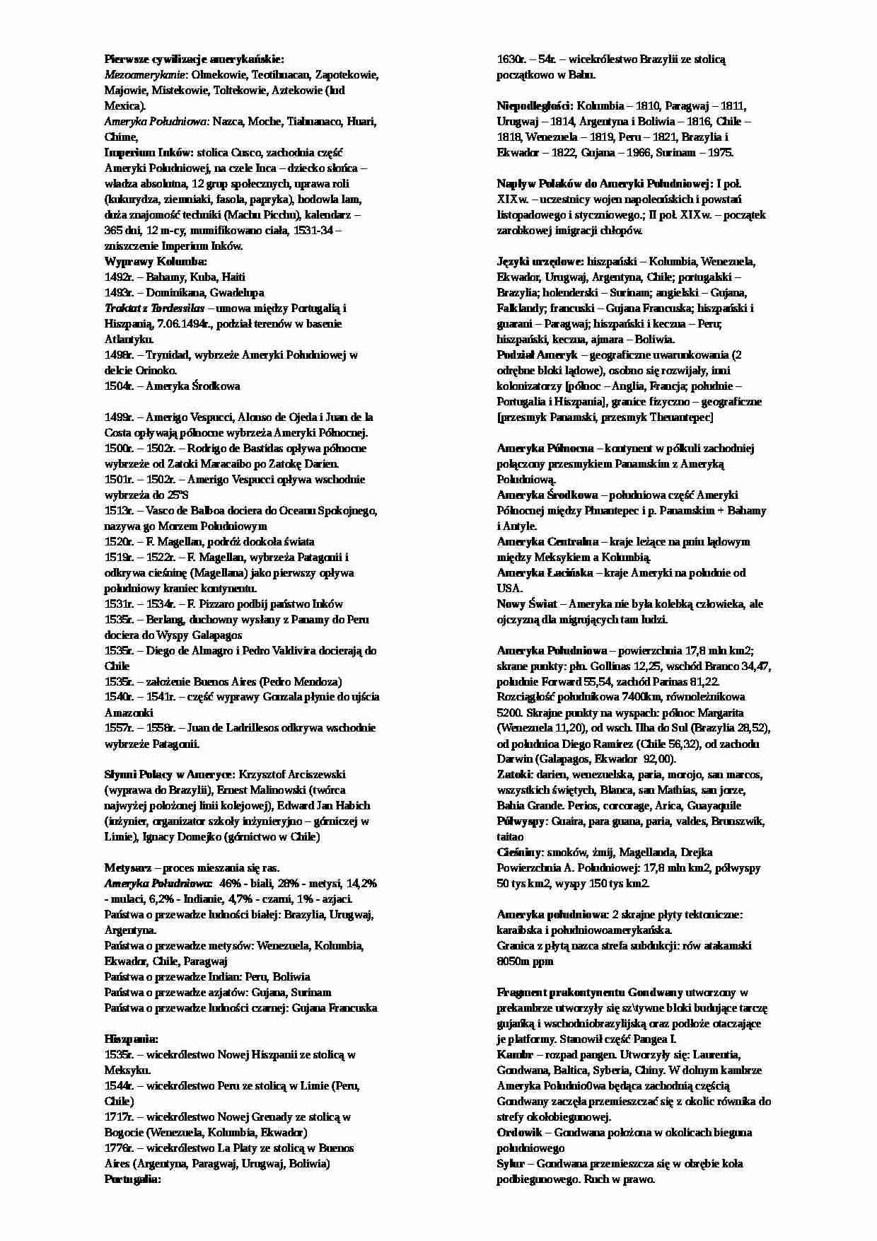 Geografia Regionalna Ameryki - strona 1