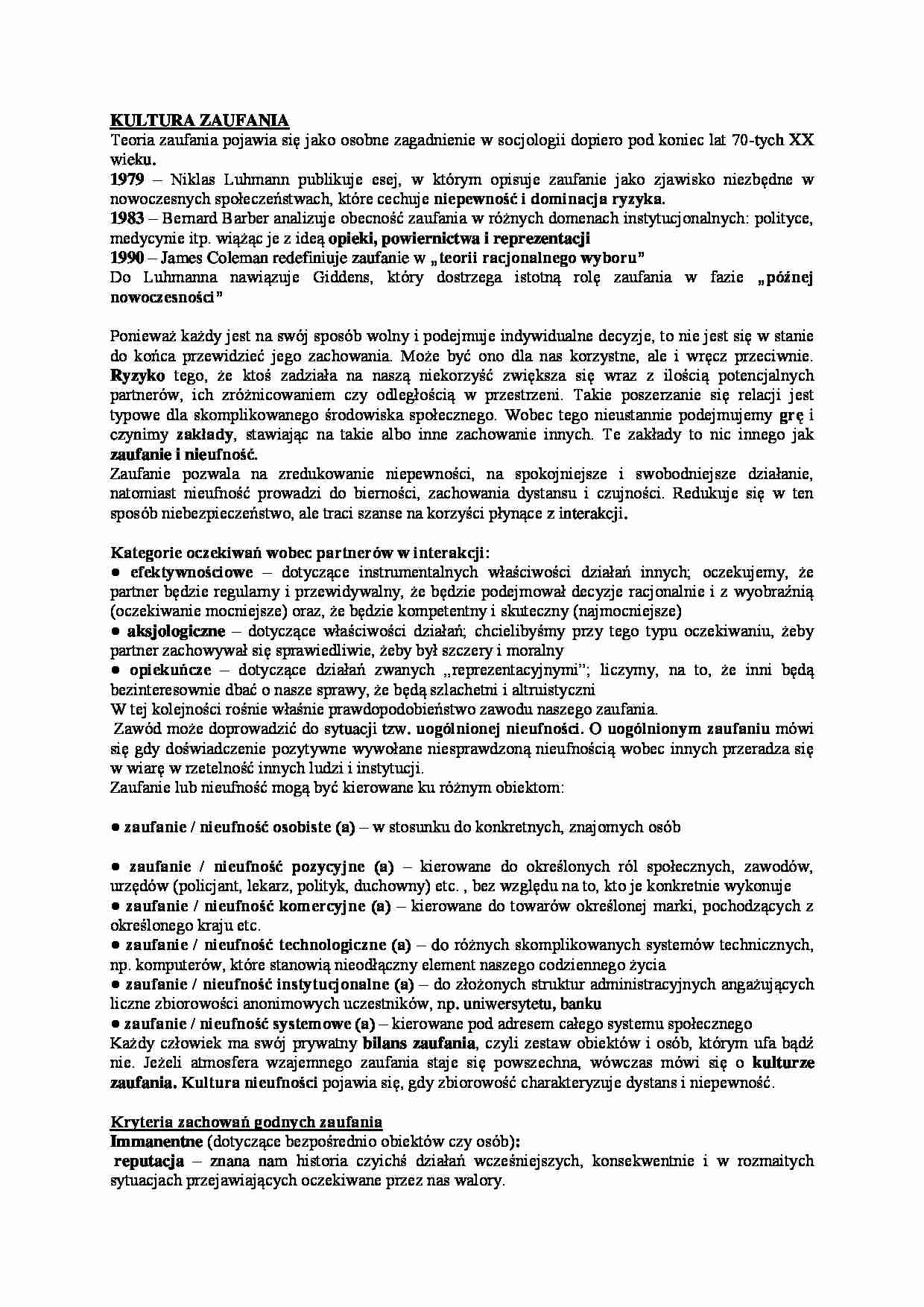 Kultura zaufania - omówienie  - strona 1