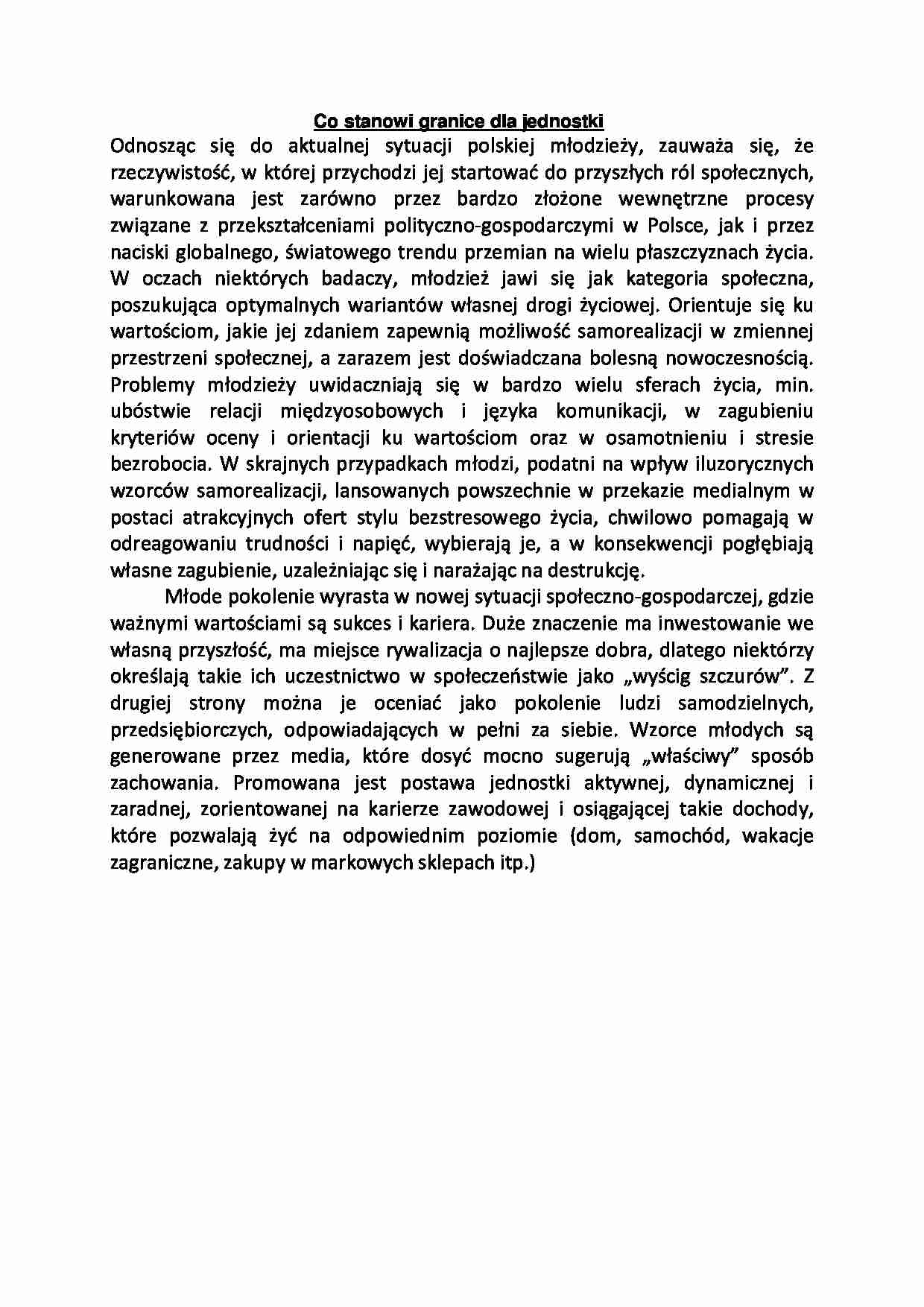 Co stanowi granice dla jednostki - omówienie  - strona 1
