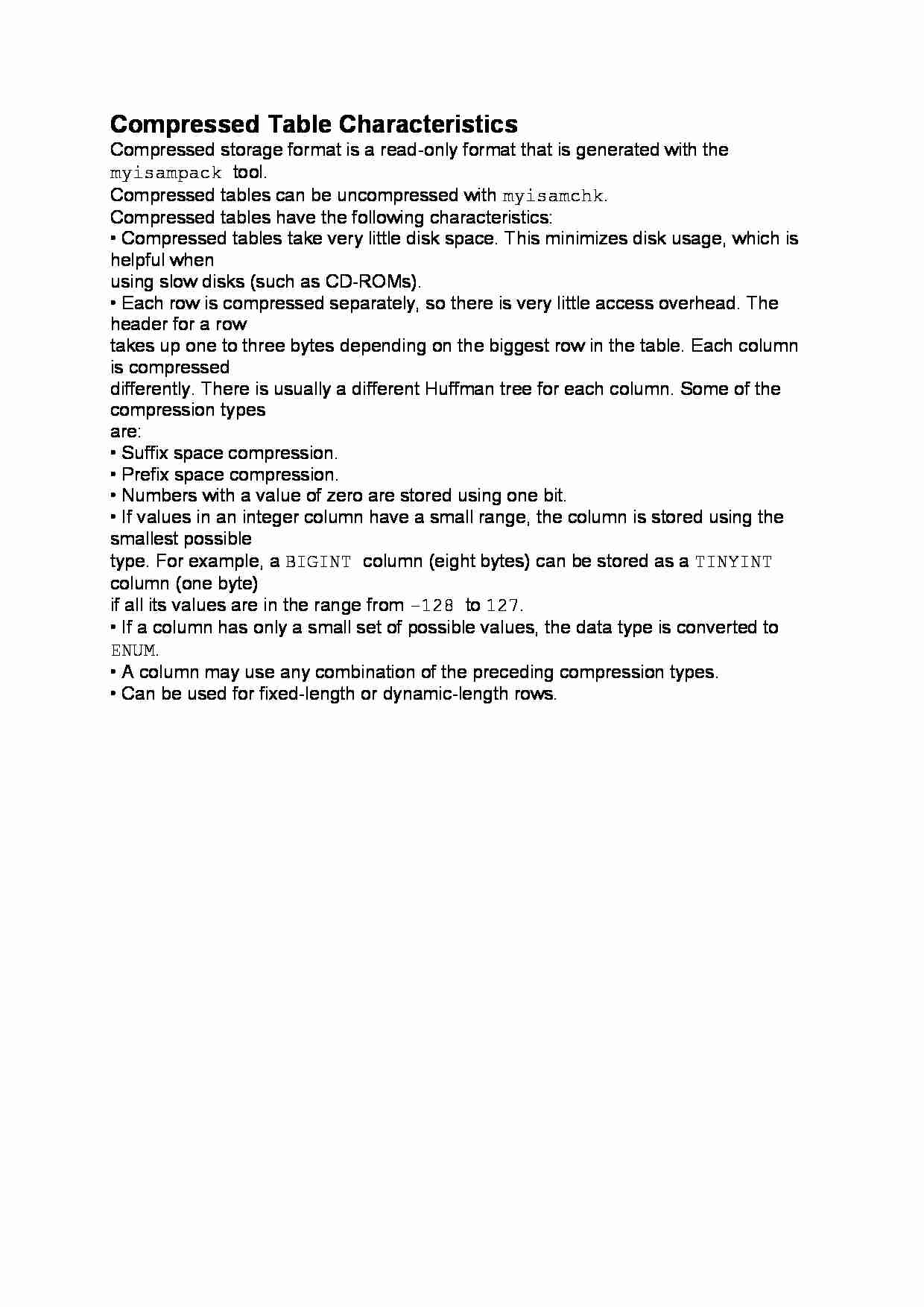 Compressed Table Characteristics-opracowanie - strona 1