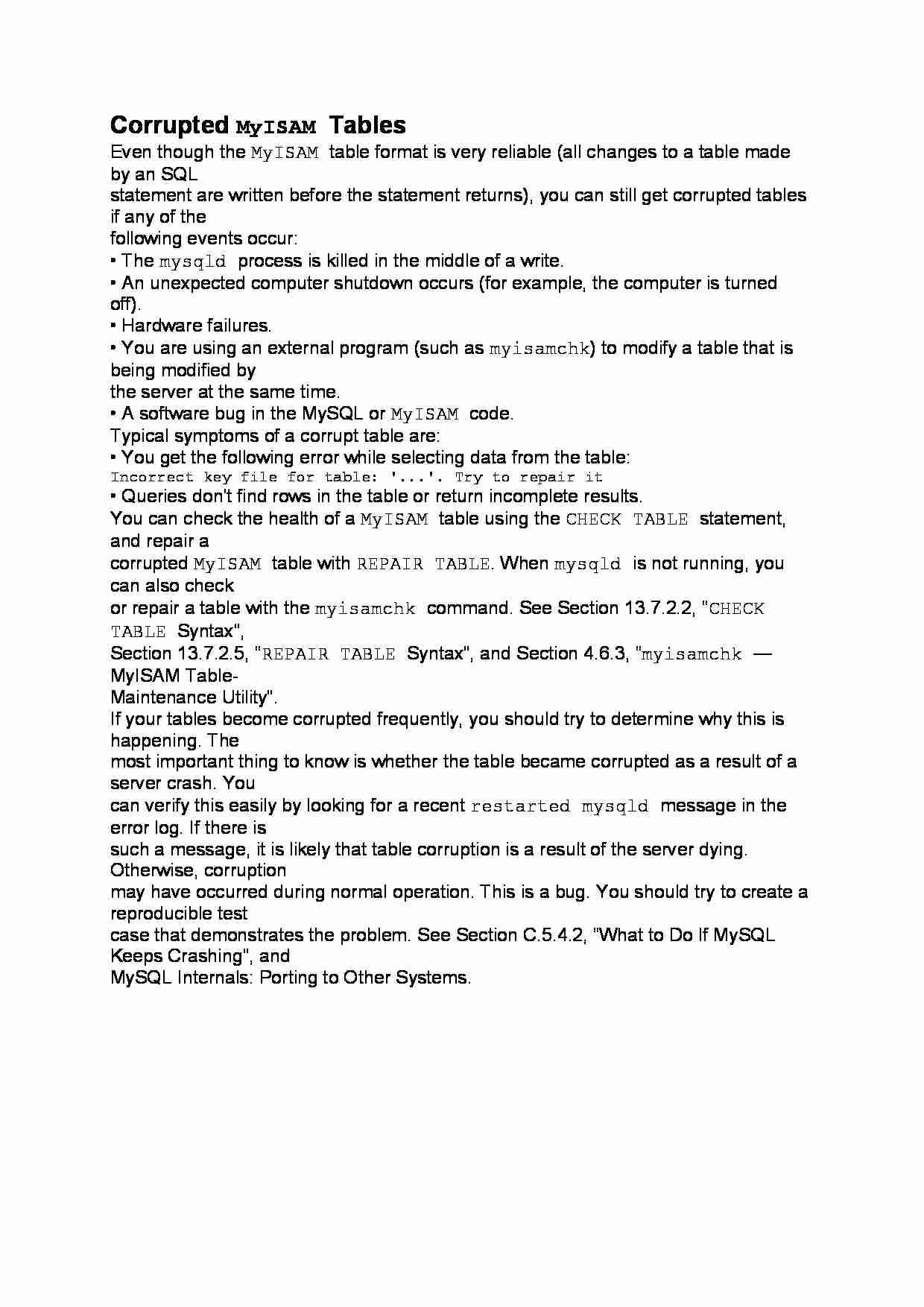 Corrupted MyISAM Tables-opracowanie - strona 1