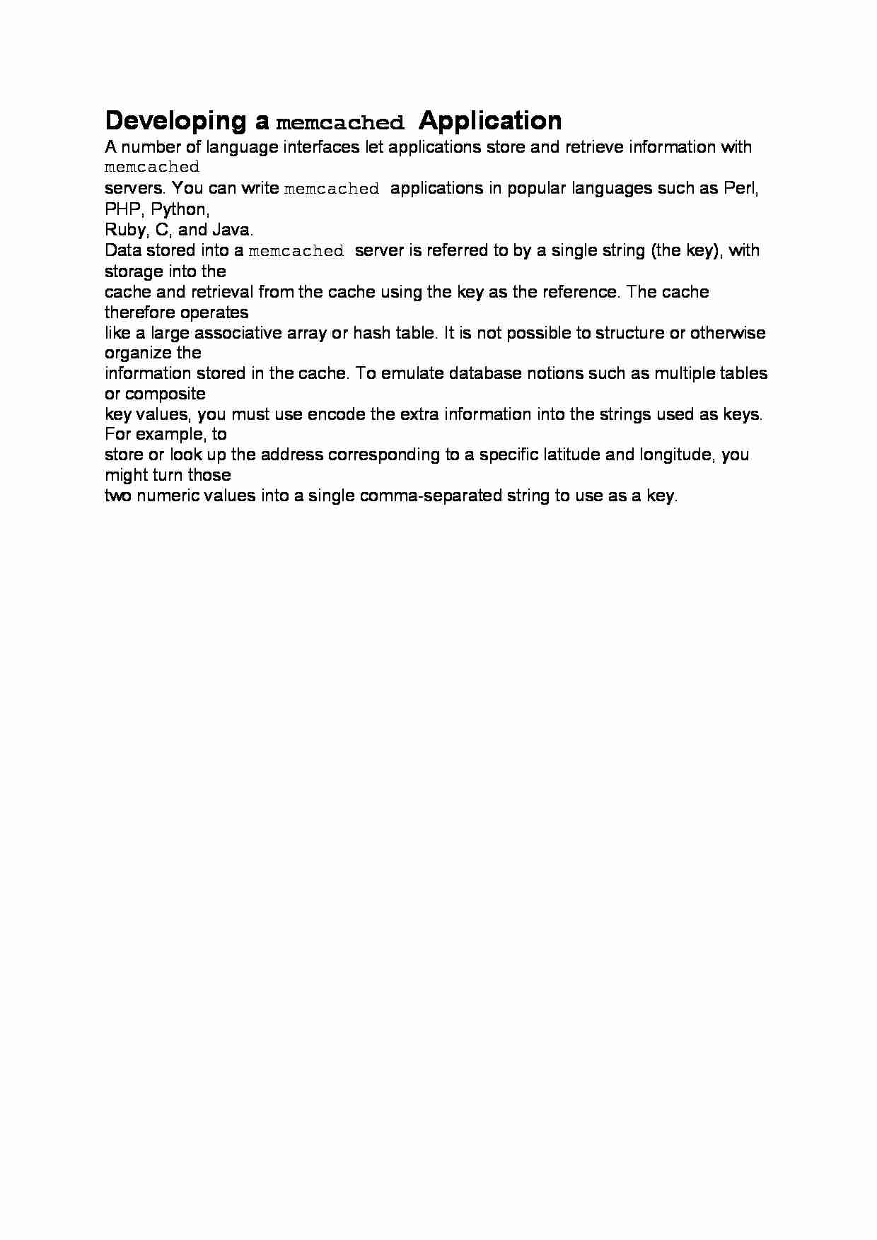 Developing a memcached Application-opracowanie - strona 1