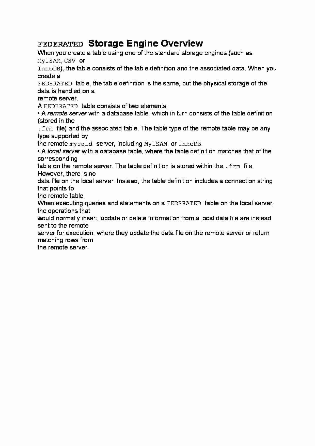 FEDERATED Storage Engine Overview-opracowanie - strona 1