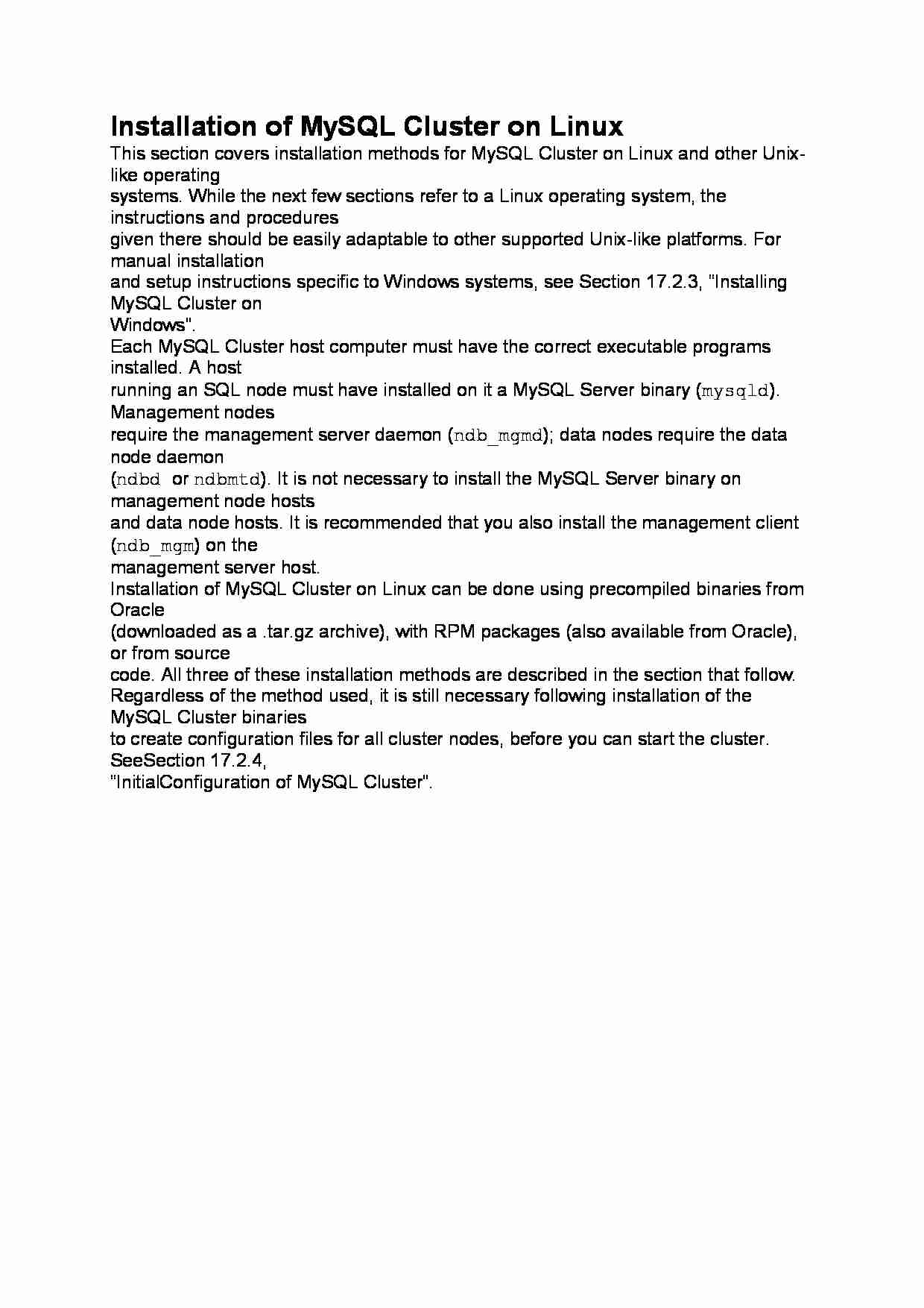 Installation of MySQL Cluster on Linux-opracowanie - strona 1