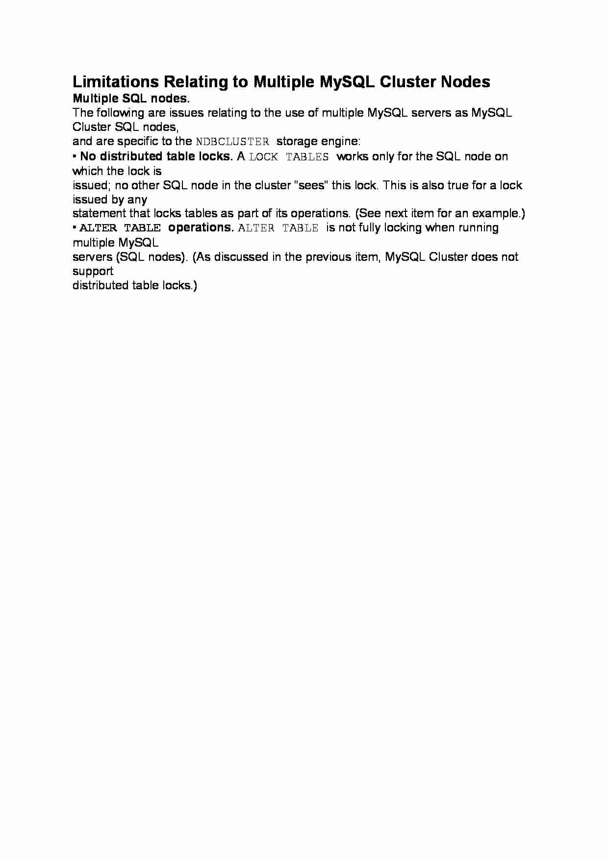 Limitations Relating to Multiple MySQL Cluster Nodes-opracowanie - strona 1