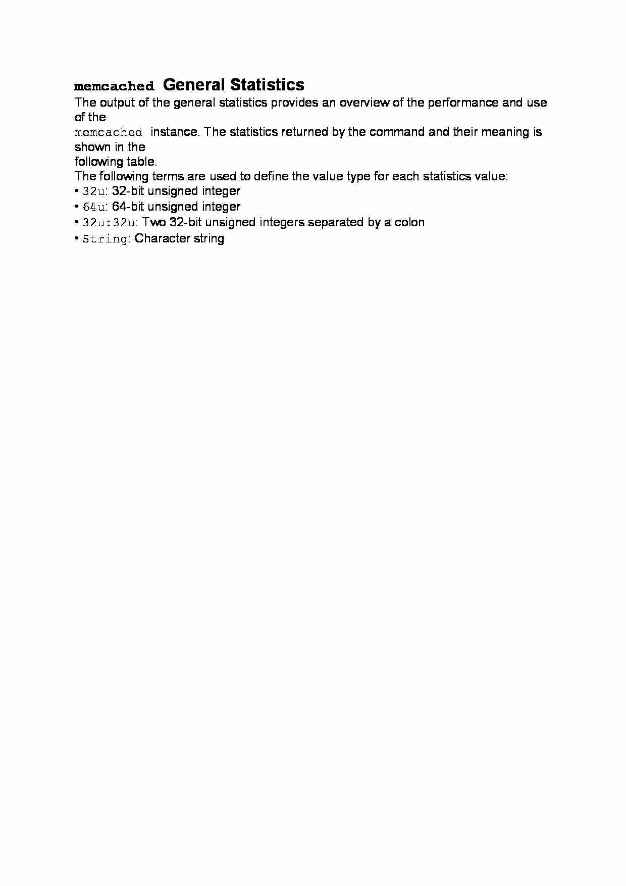 memcached General Statistics-opracowanie - strona 1