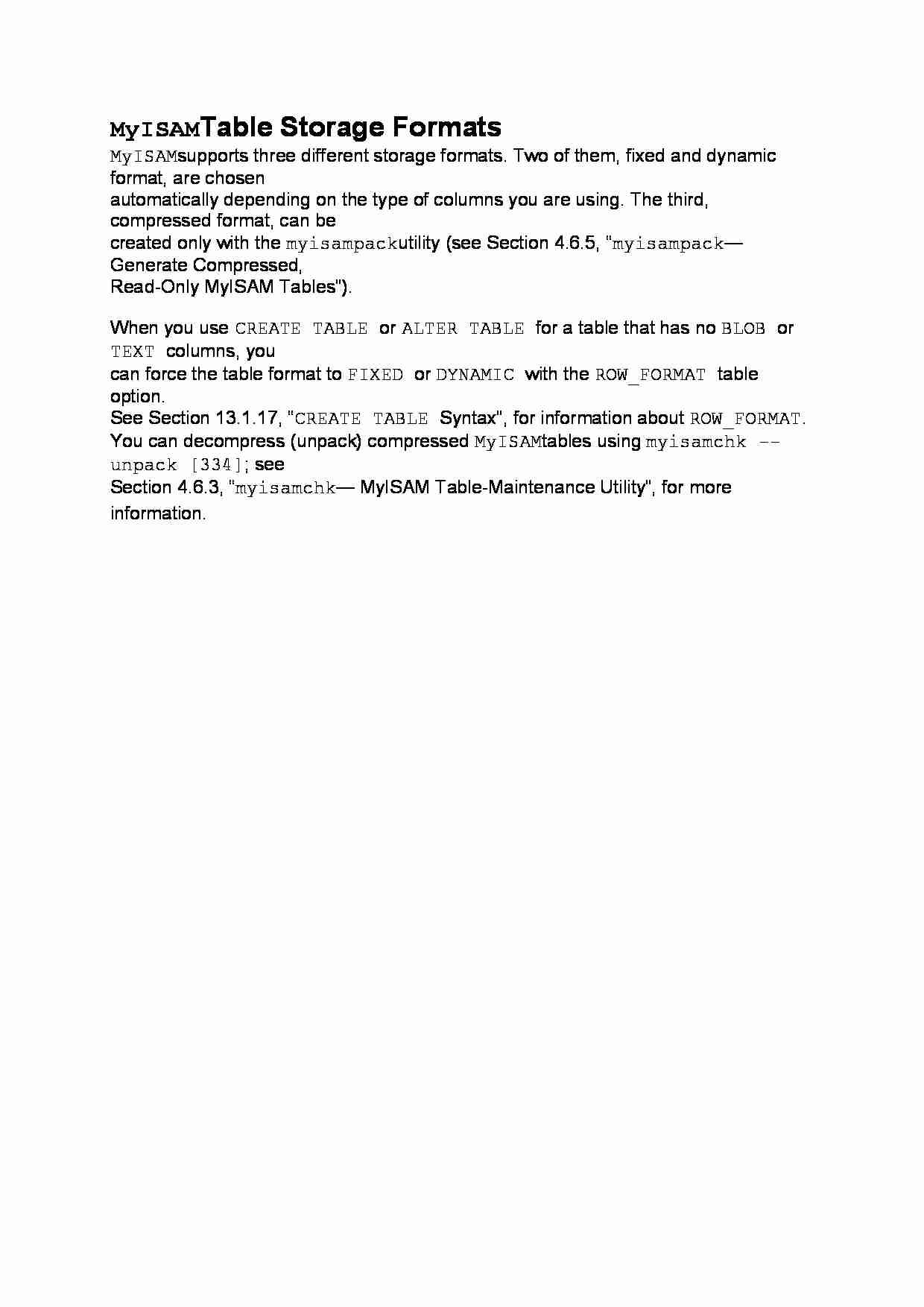 MyISAM Table Storage Formats-opracowanie - strona 1