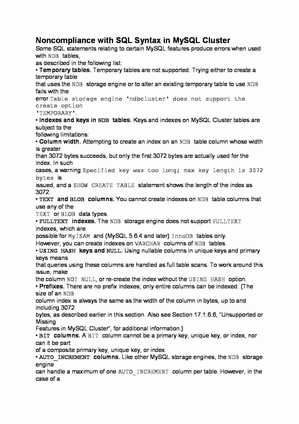 Noncompliance with SQL Syntax in MySQL Cluster-opracowanie - strona 1