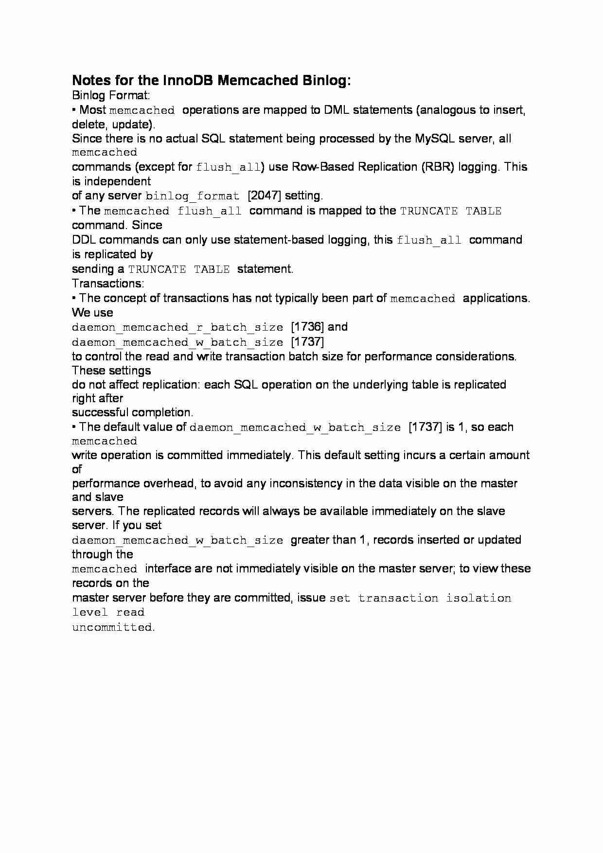 Notes for the InnoDB Memcached Binlog-opracowanie - strona 1