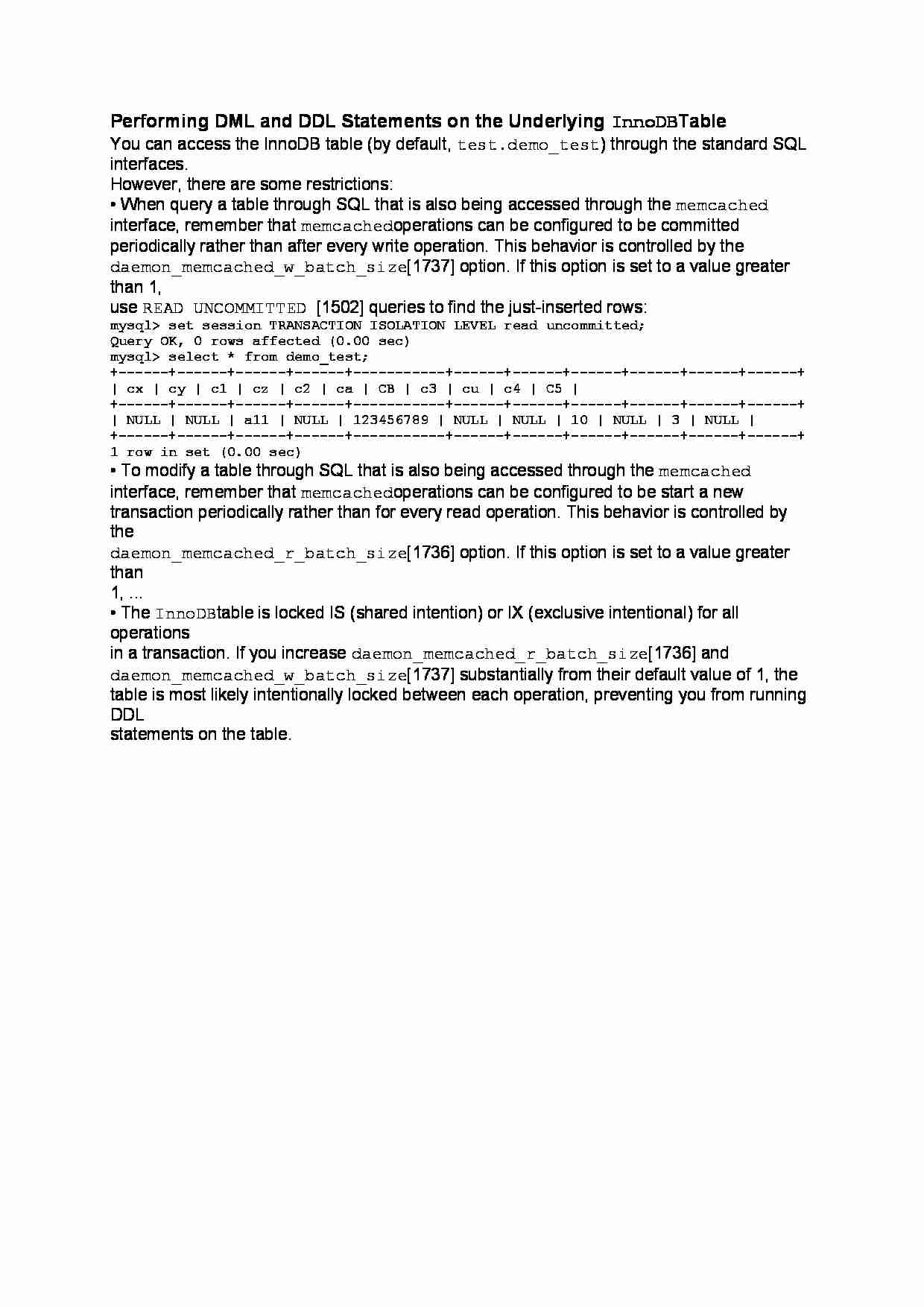Performing DML and DDL Statements on the Underlying InnoDB Table-opracowanie - strona 1