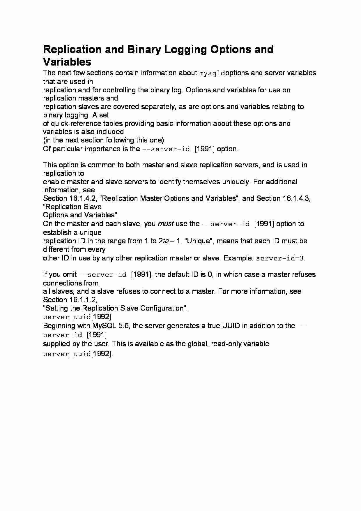 Replication and Binary Logging Options and Variables-opracowanie - strona 1