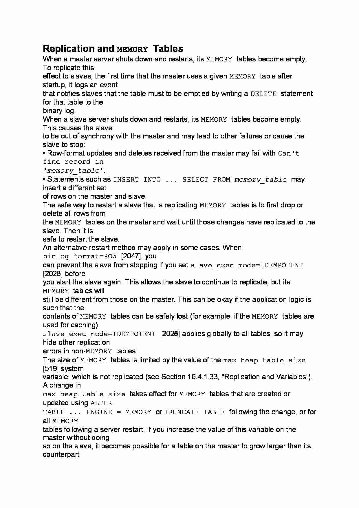 Replication and MEMORY Tables-opracowanie - strona 1