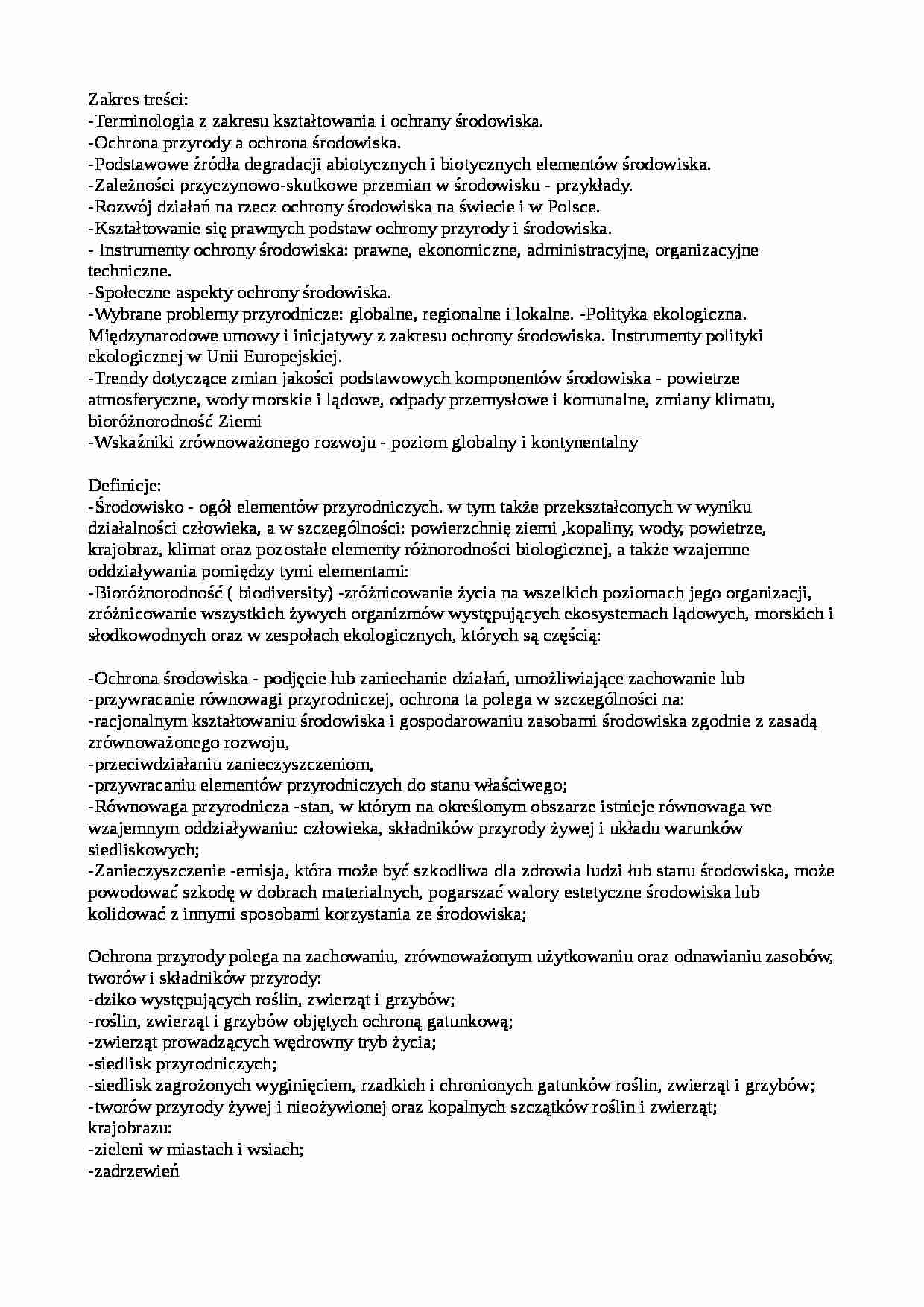 Ochrona środowiska w Geografii - strona 1