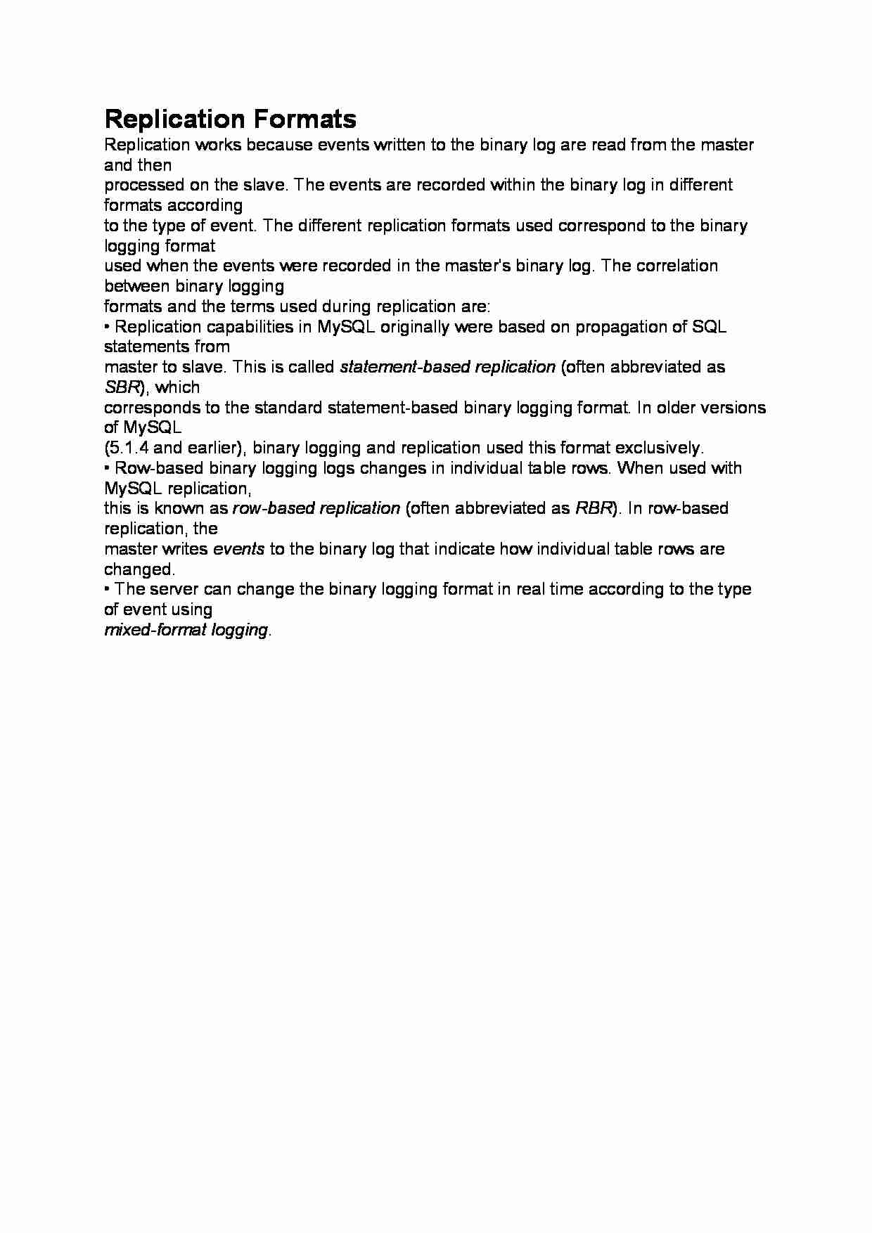 Replication Formats-opracowanie - strona 1