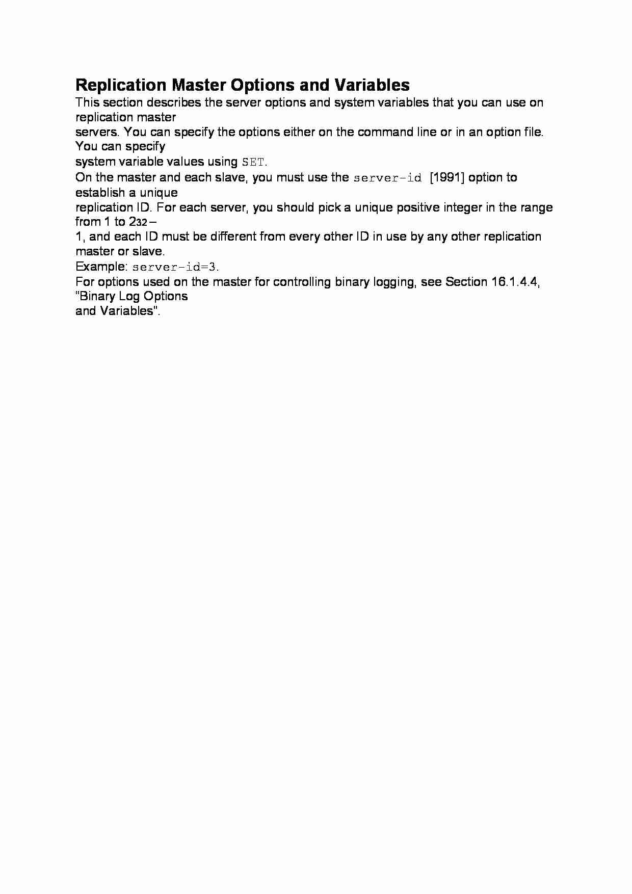 Replication Master Options and Variables-opracowanie - strona 1