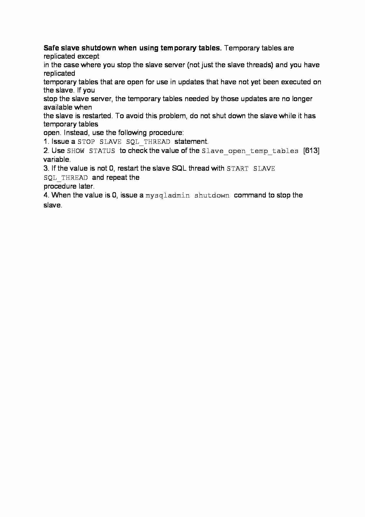 Safe slave shutdown when using temporary tables-opracowanie - strona 1