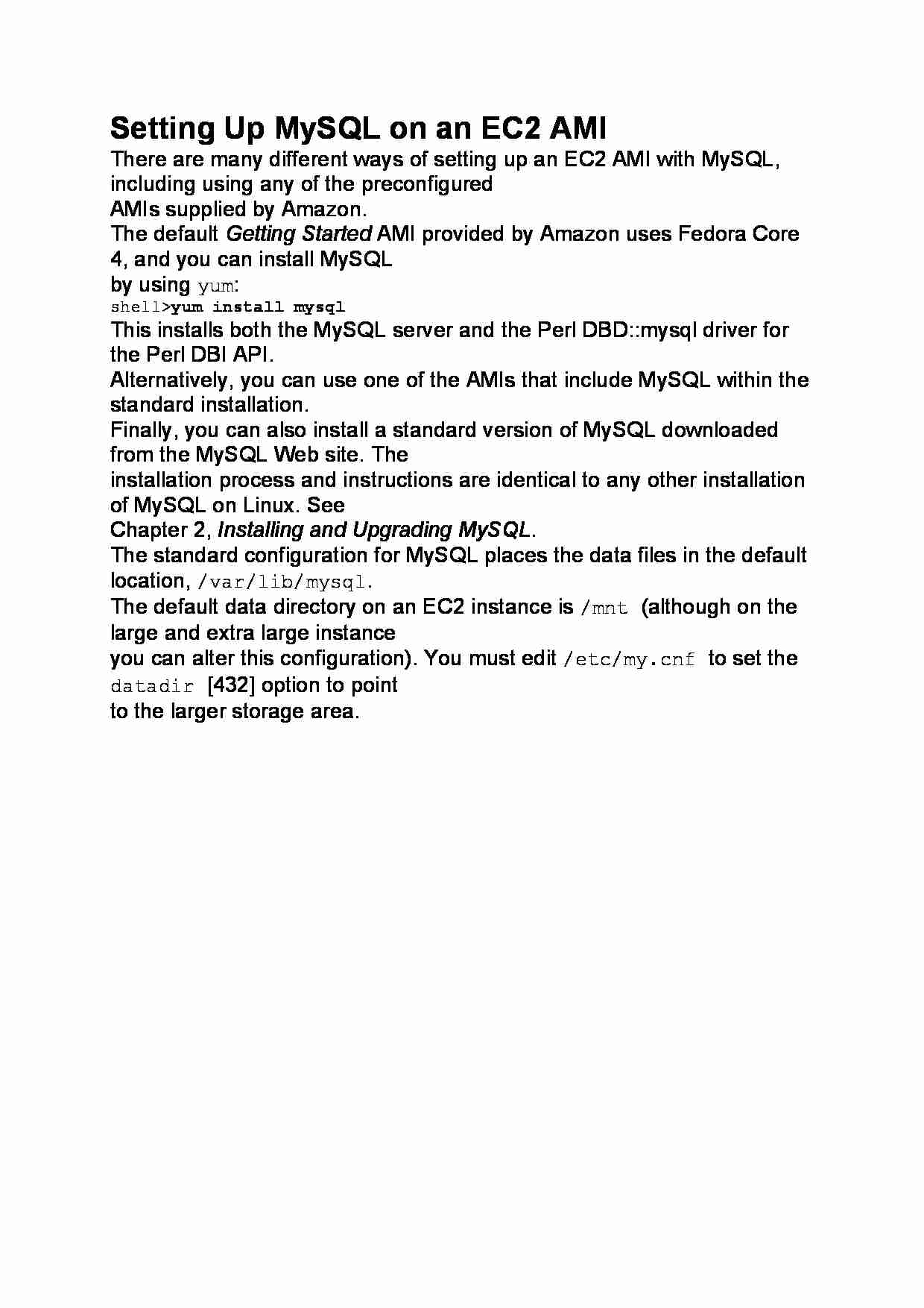 Setting Up MySQL on an EC2 AMI-opracowanie - strona 1
