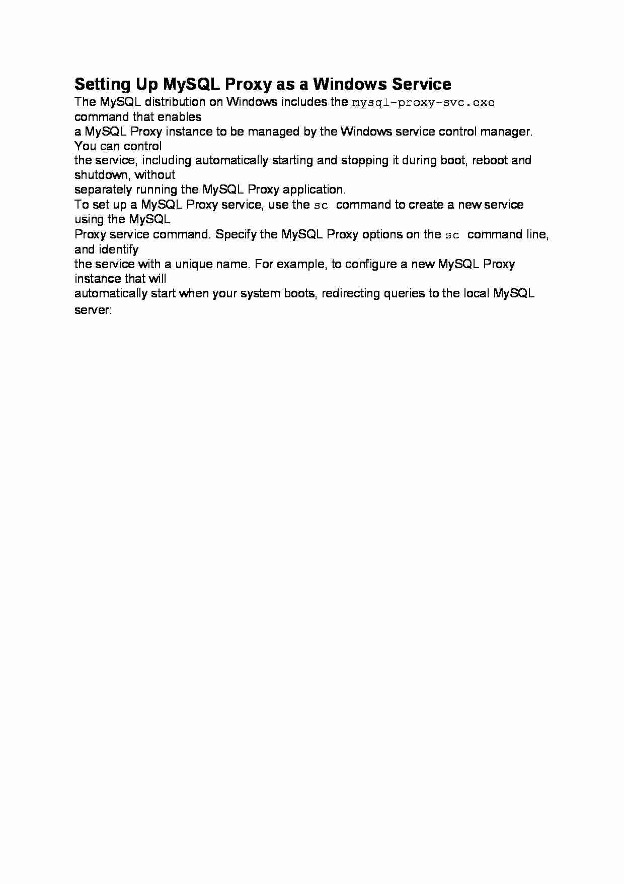 Setting Up MySQL Proxy as a Windows Service-opracowanie - strona 1