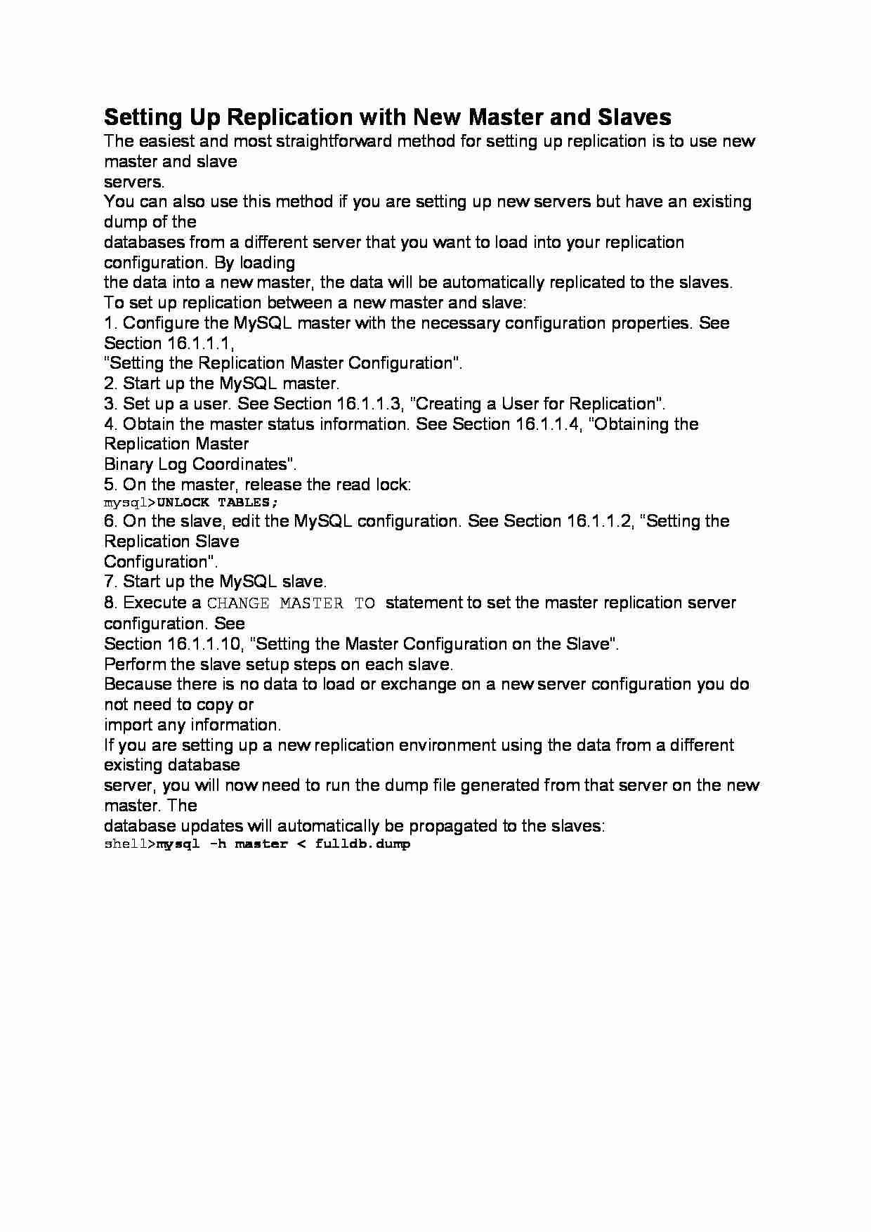 Setting Up Replication with New Master and Slaves-opracowanie - strona 1
