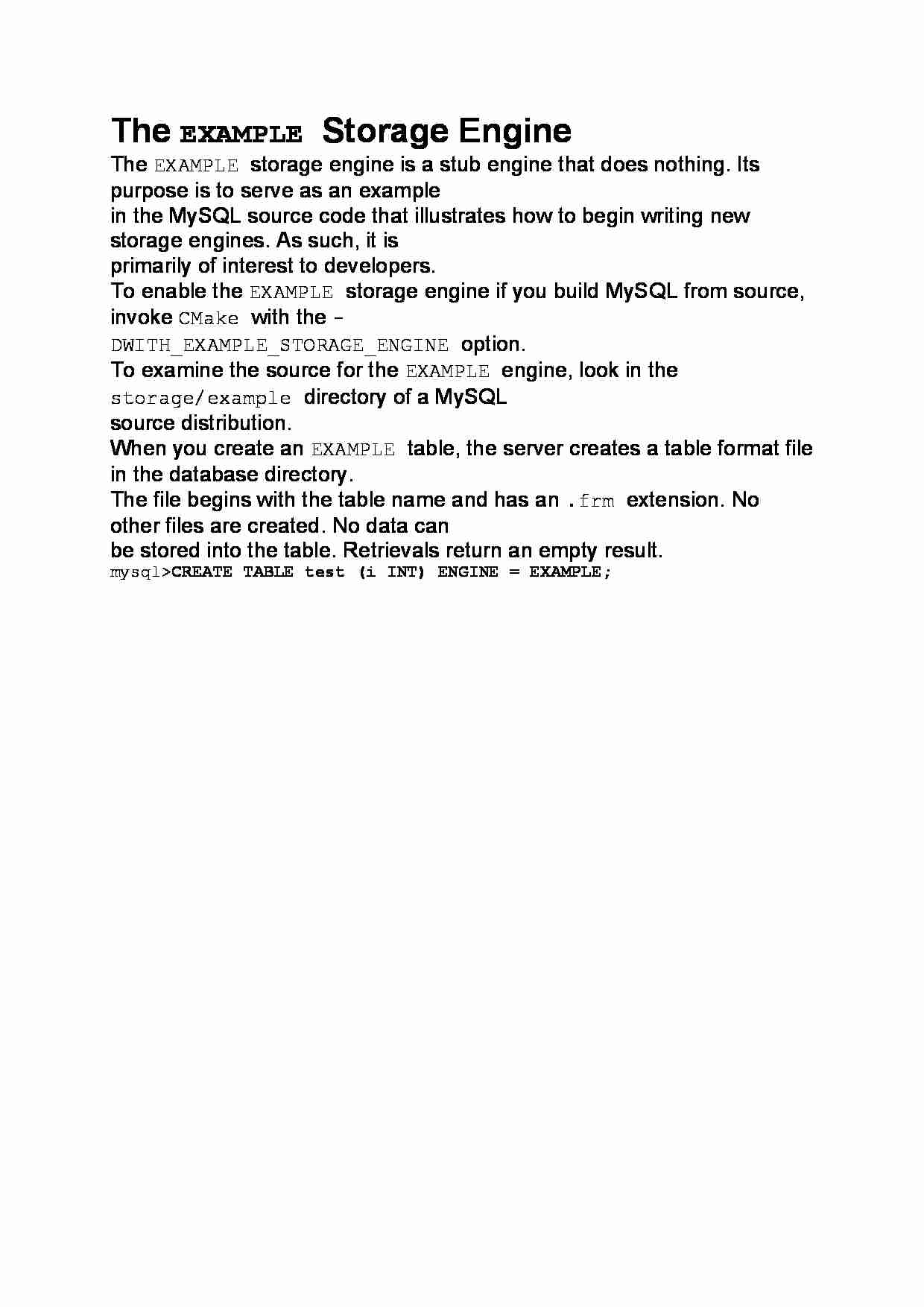 The EXAMPLE Storage Engine-opracowanie - strona 1
