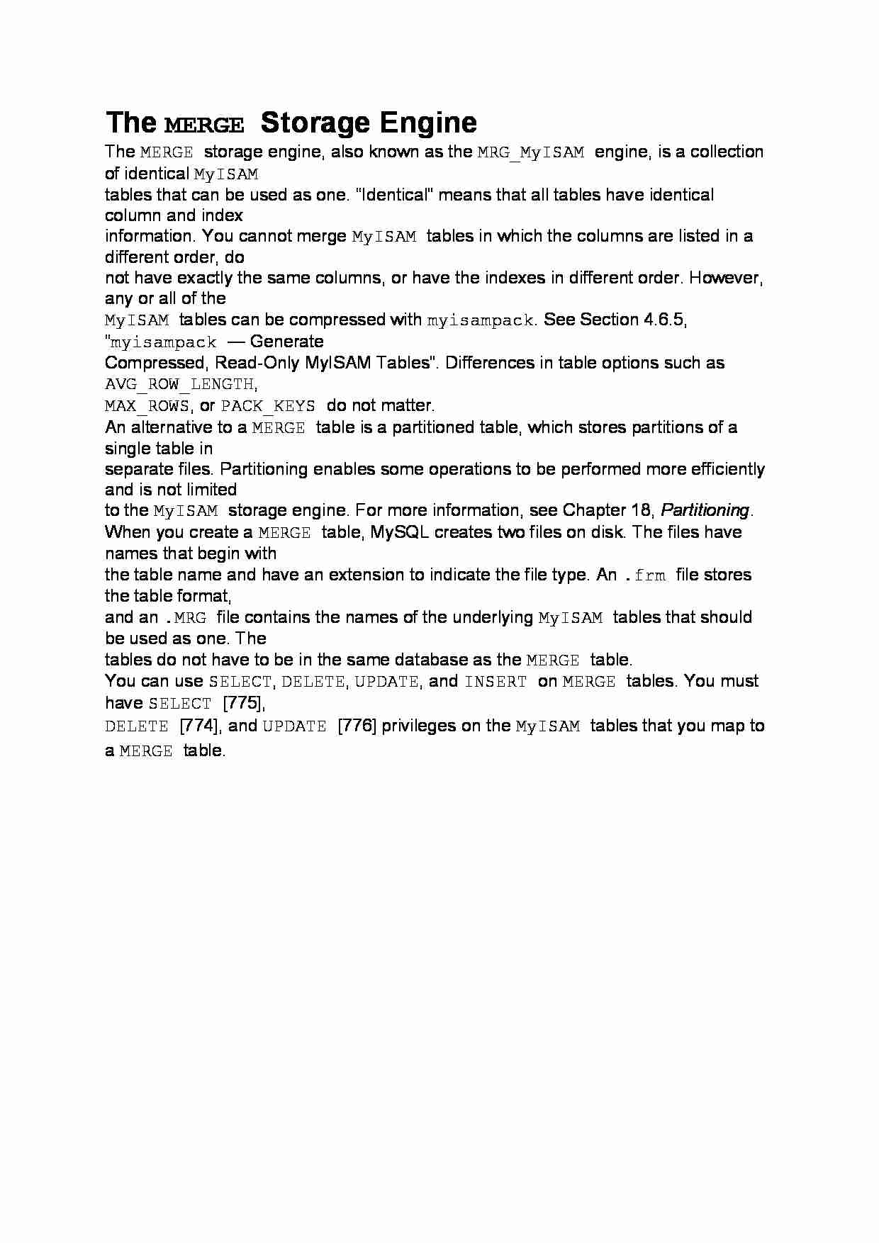 The MERGE Storage Engine-opracowanie - strona 1