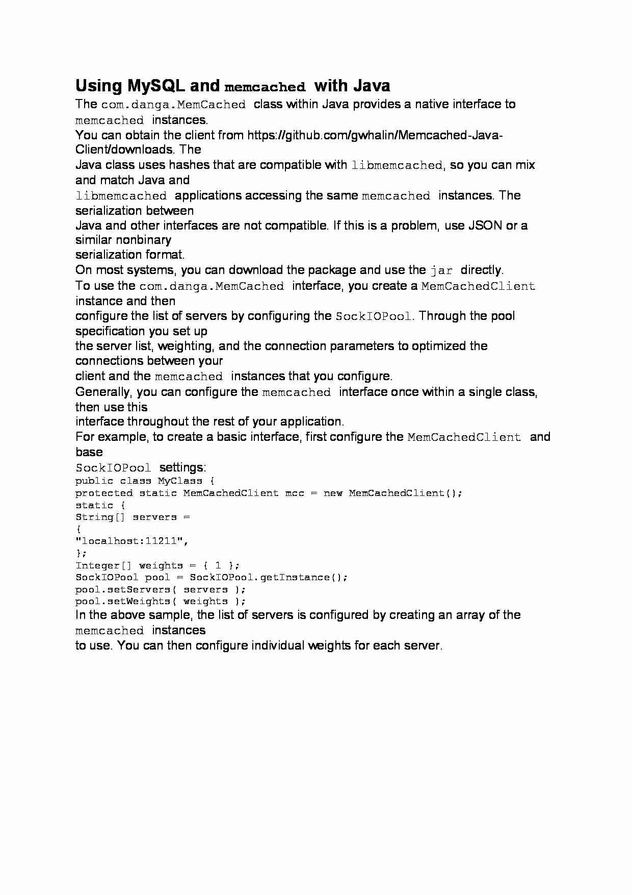 Using MySQL and memcached with Java-opracowanie - strona 1