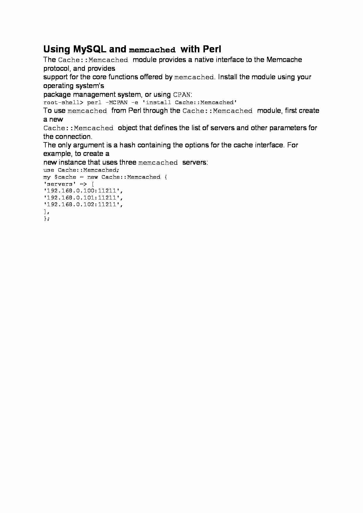 Using MySQL and memcached with Perl-opracowanie - strona 1
