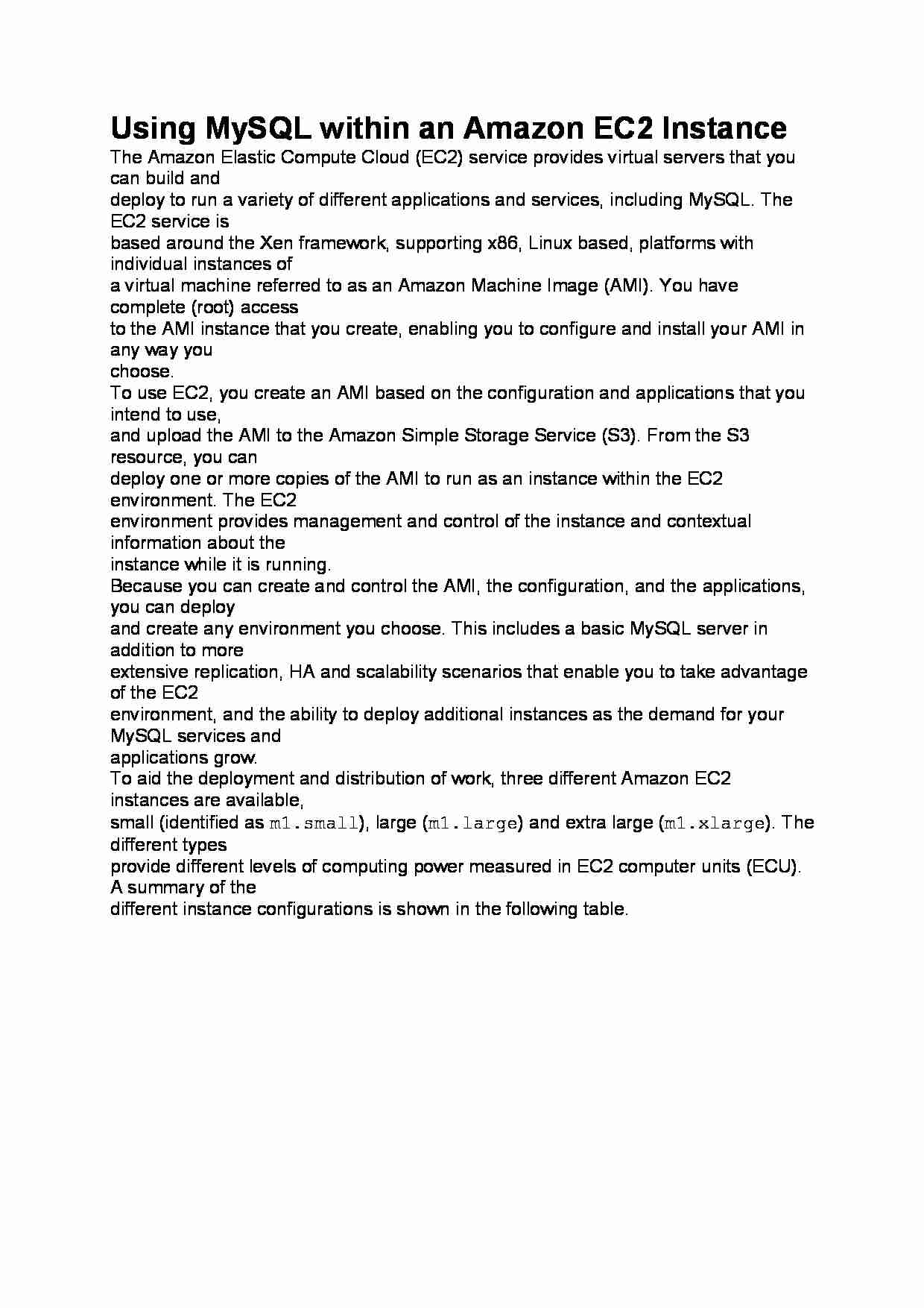 Using MySQL within an Amazon EC2 Instance-opracowanie - strona 1