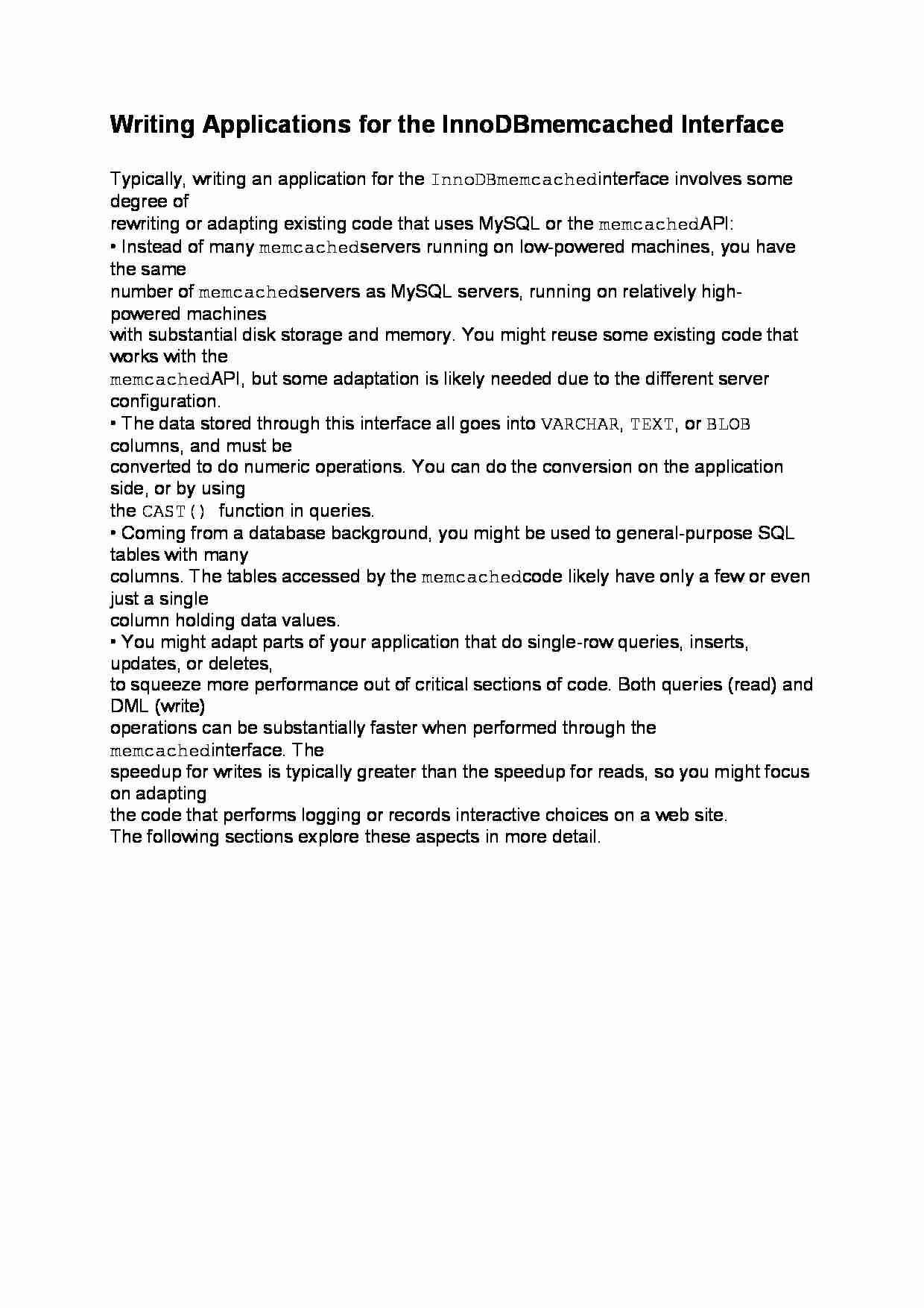 Writing Applications for the InnoDB memcached Interface-opracowanie - strona 1