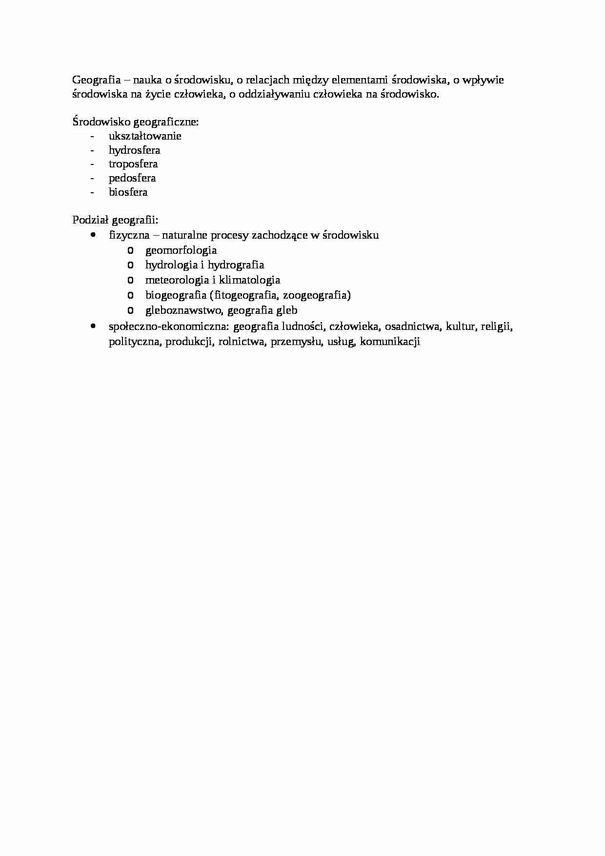Pojęcie geografii  - omówienie  - strona 1
