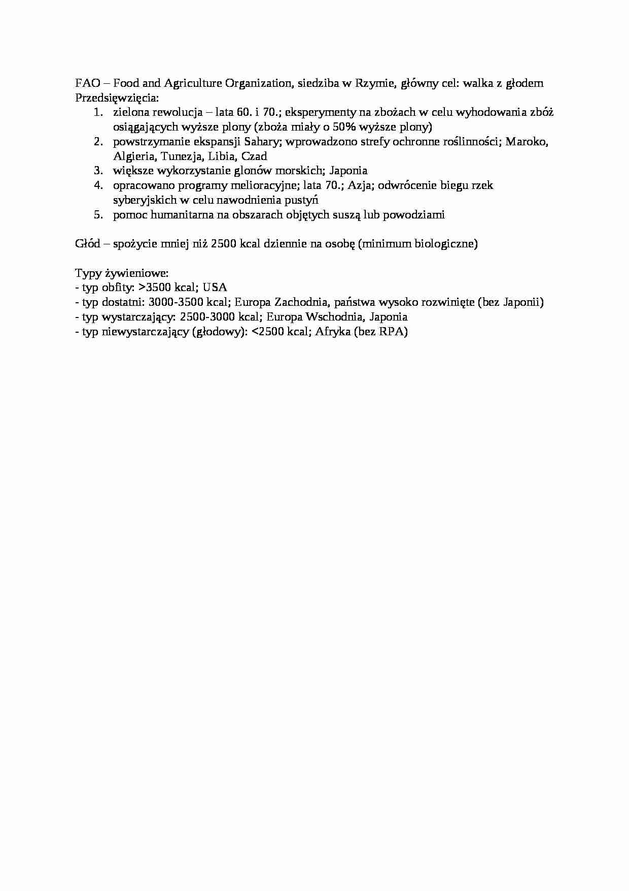 Wyżywienie ludności świata - omówienie  - strona 1