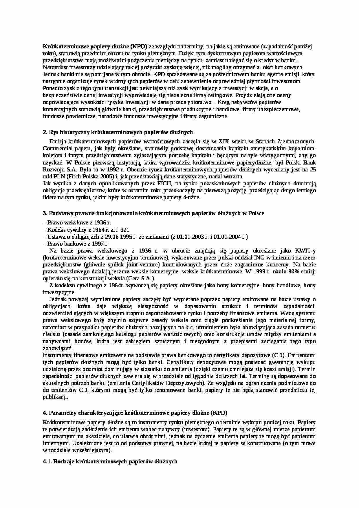 Krótkoterminowe papiery dłużne  - omówienie  - strona 1