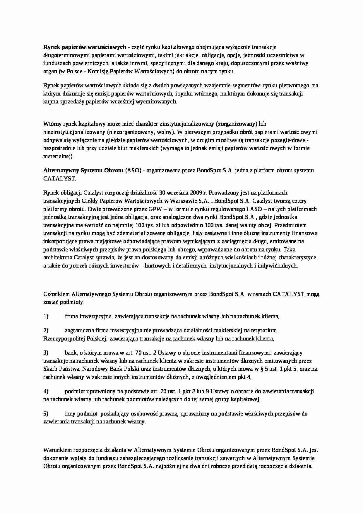 Rynek papierów wartościowych - omówienie  - strona 1