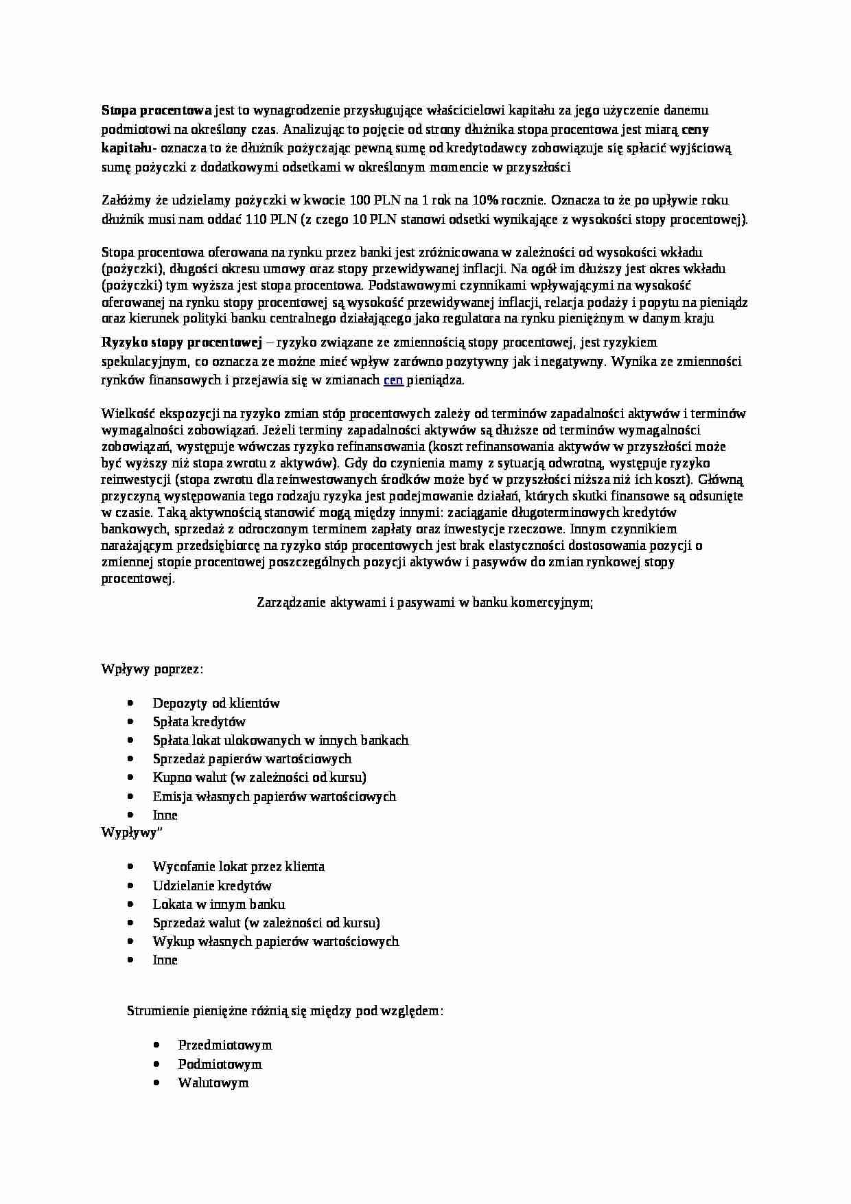 Ryzyko stopy procentowej - omówienie  - strona 1