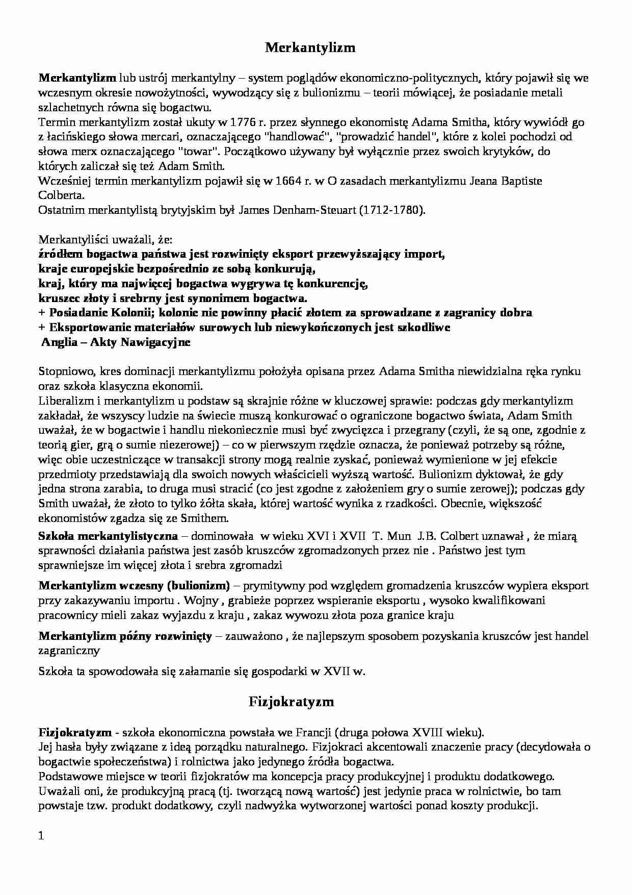 Polityka gospodarcza - Opracowanie zagadnień na egzamin - strona 1