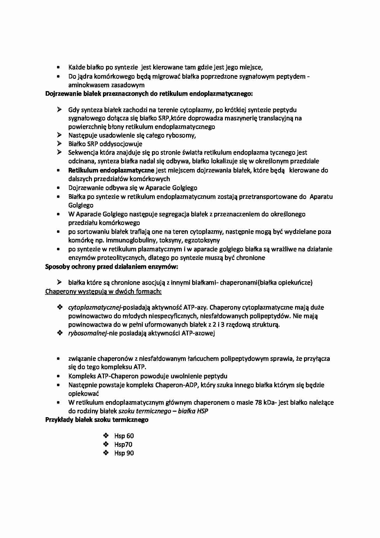 Wykład - dojrzewanie białek - strona 1