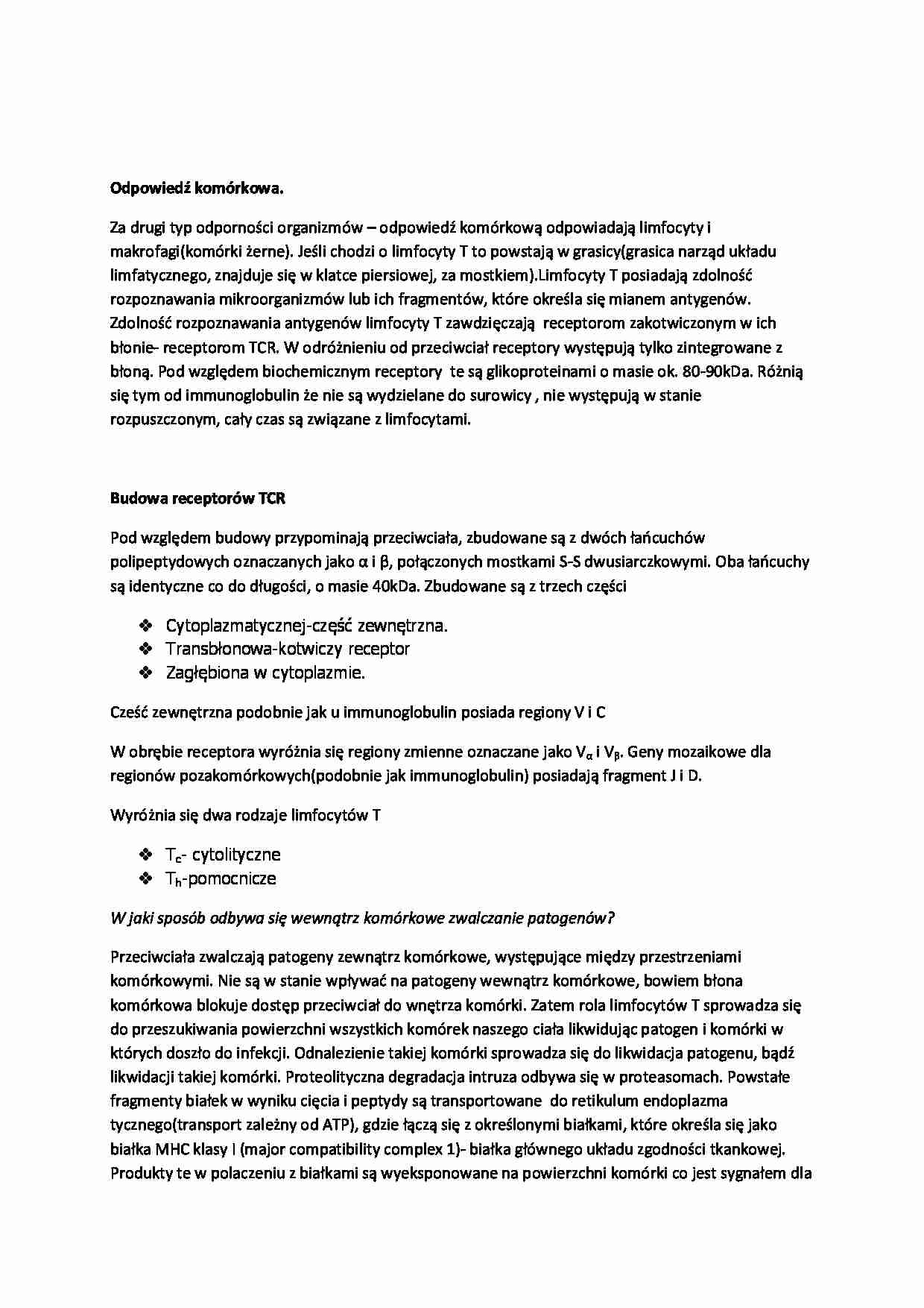 Wykład - odpowiedź komórkowa - strona 1