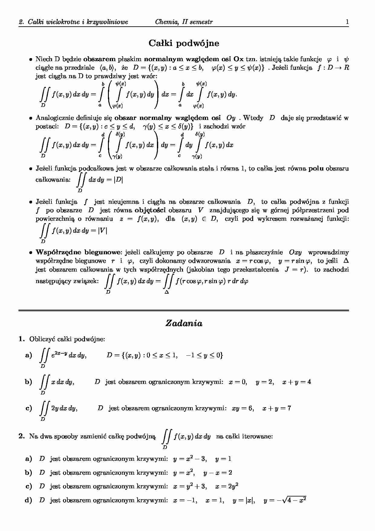 Całki wielokrotne - omówienie  - strona 1