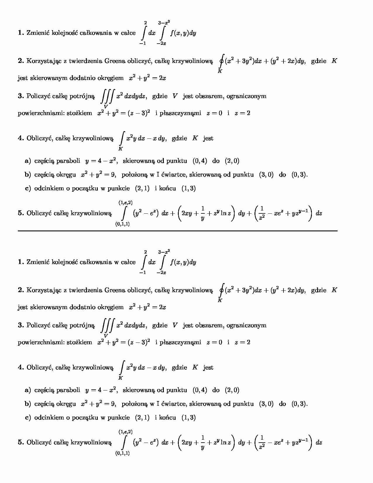 całki - zadania  - strona 1