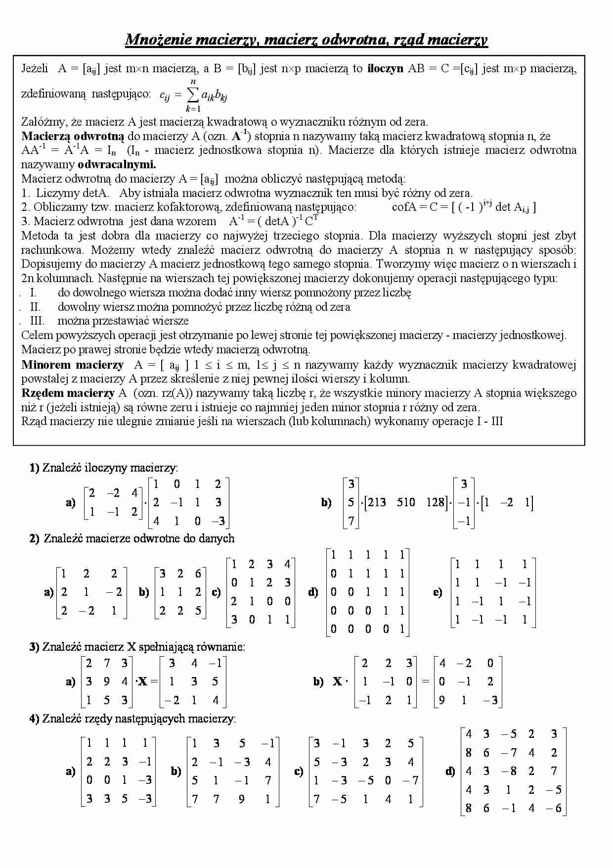 Macierze - omówienie  - strona 1