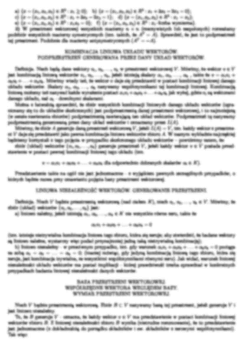 Przestrzenie wektorowe - omówienie  - strona 2